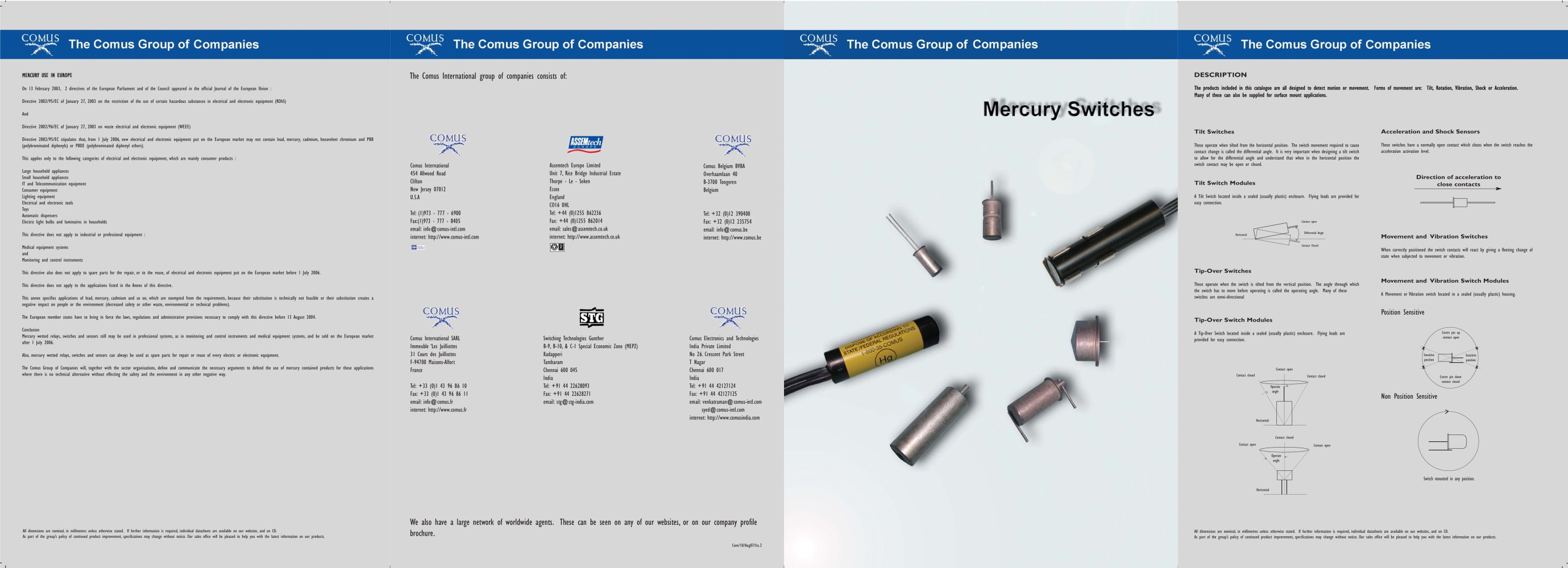 Mercury tilt switches - COMUS INTERNATIONAL