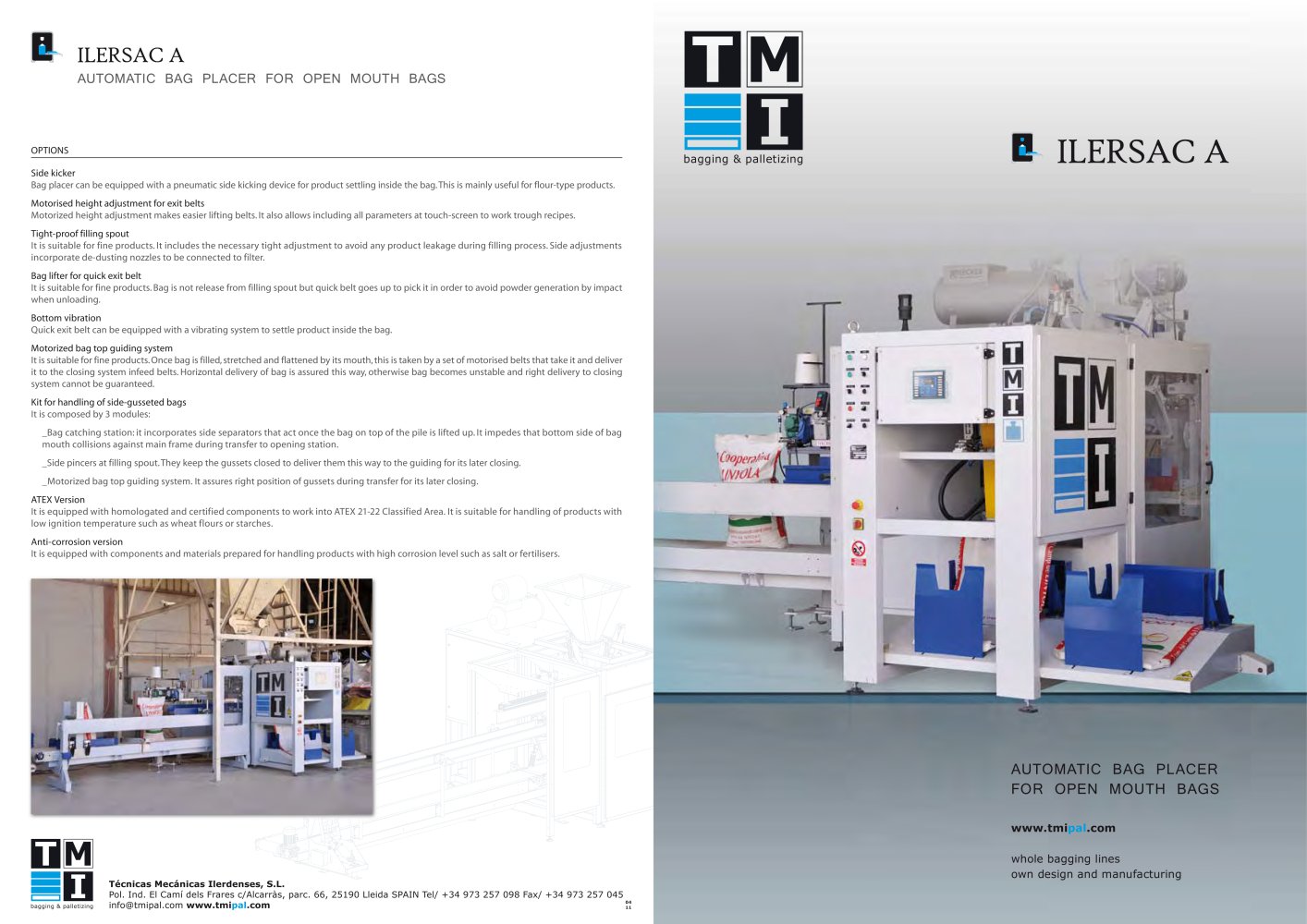 ILERSAC A: AUTOMATIC BAG PLACER FOR OPEN MOUTH BAGS - TMI
