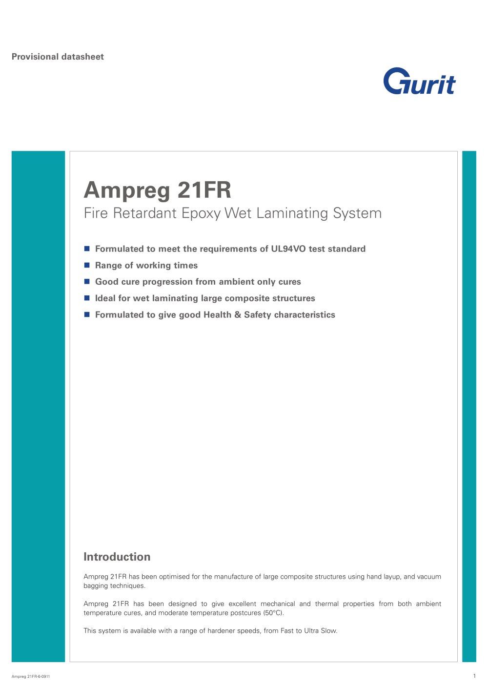 Ampreg 21FR - Fire Retardant Epoxy Wet Laminating System (v4) - Gurit