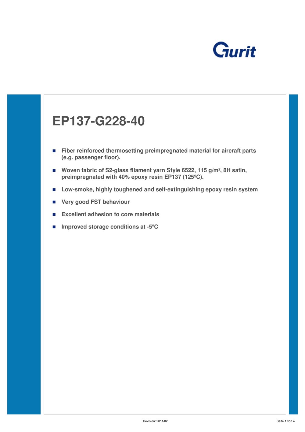 EP137 - Preimpregnated materials for aircraft parts - Gurit