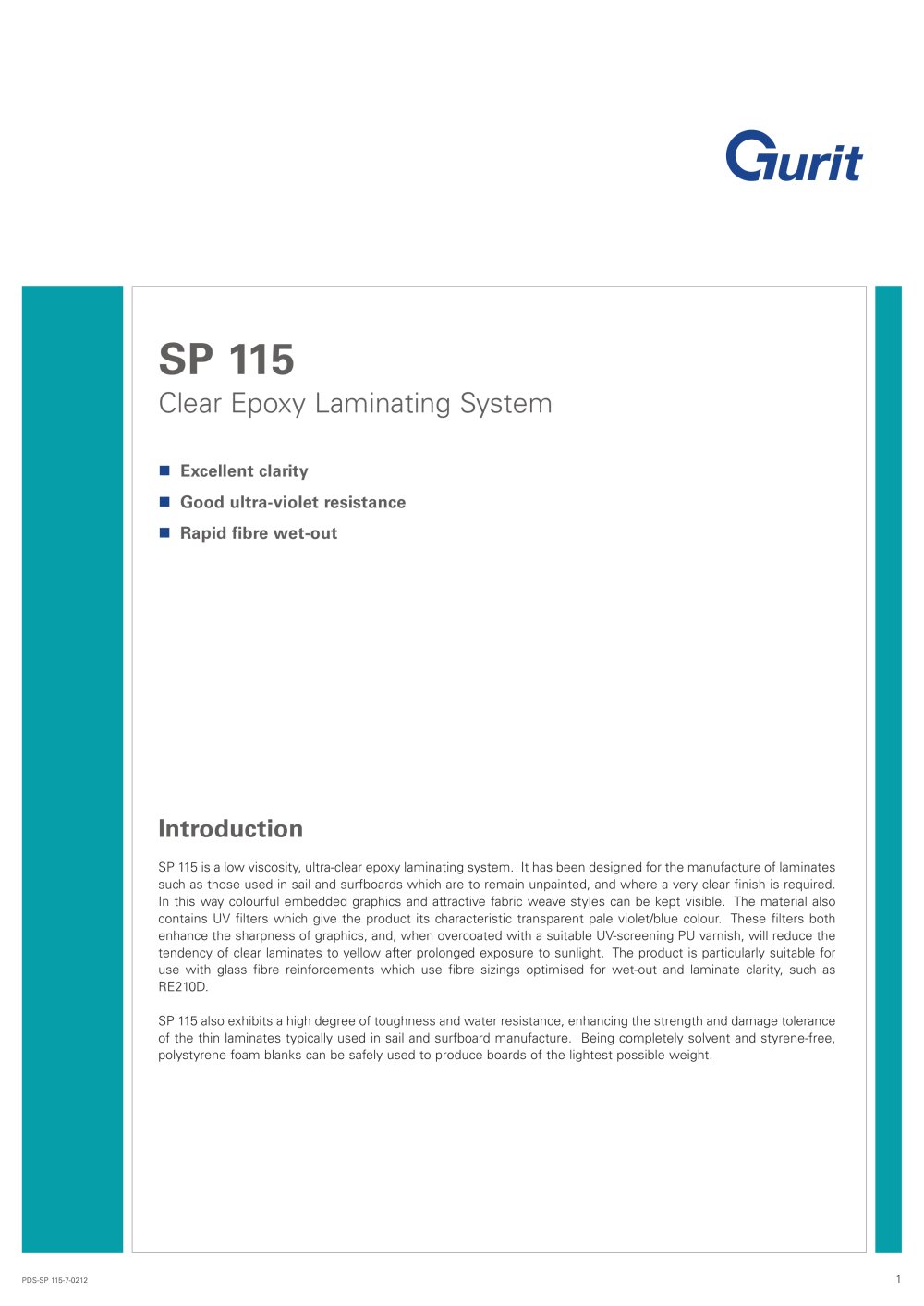 SP 115 � Clear Epoxy Laminating System - Gurit