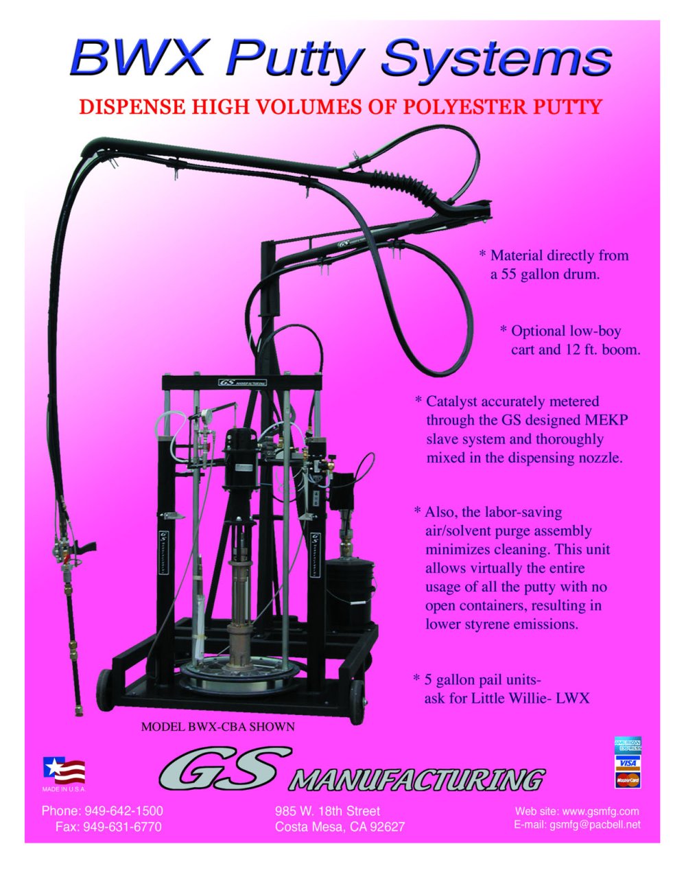 BWX Putty Systems - 55 gal - GS Manufacturing