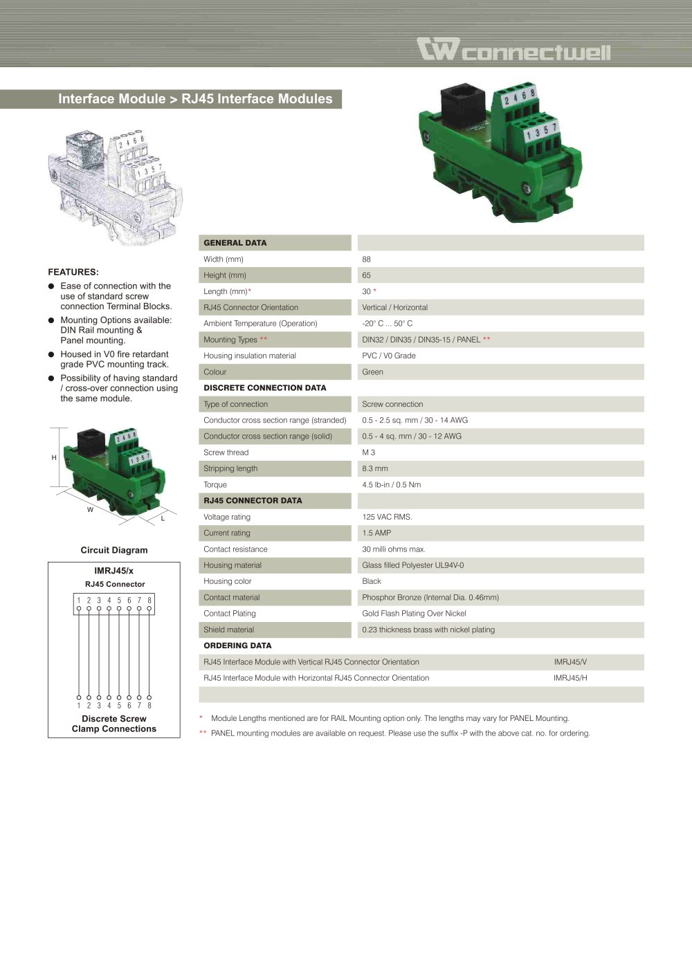 RJ45 Interface Modules - Connectwell Industries