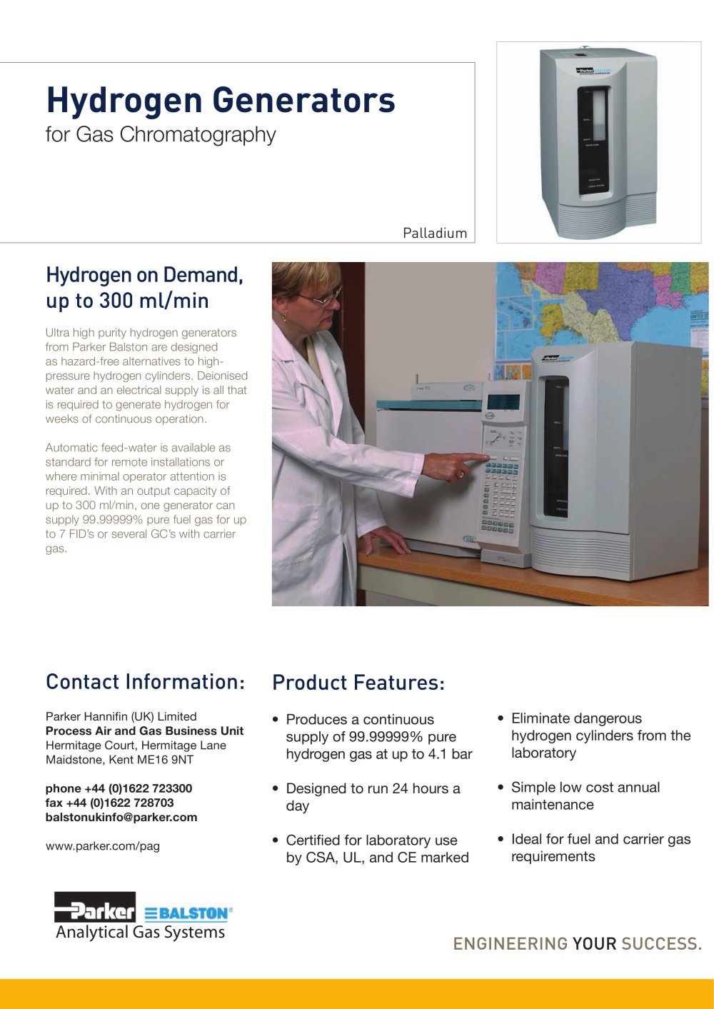 S3.2.014b - Palladium H2 150 300 "Hydrogen Generators for Gas Chromatography" - Parker Process Air and Gas