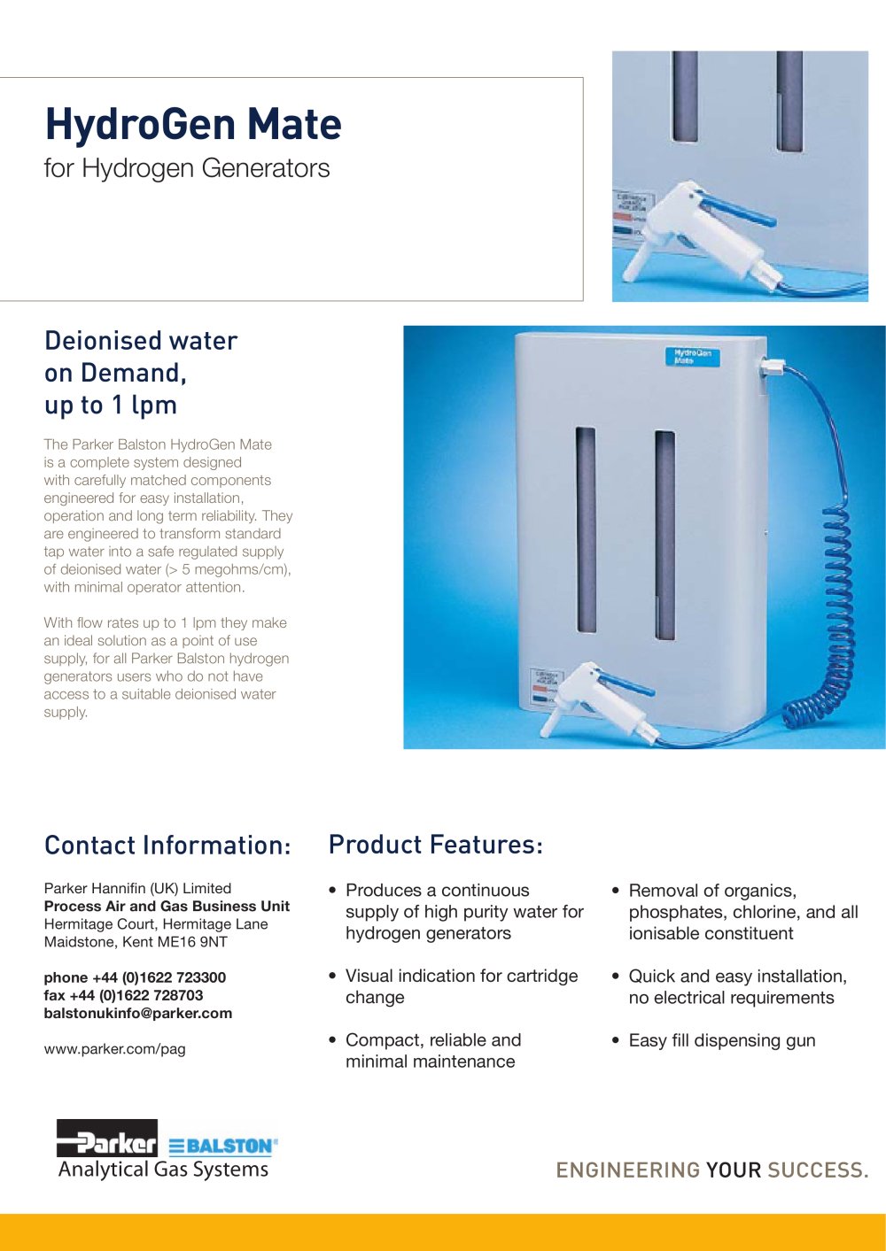 S3.2.016a - HydroGenMate_72-230 "HydroGen Mate for Hydrogen Generators" - Parker Process Air and Gas