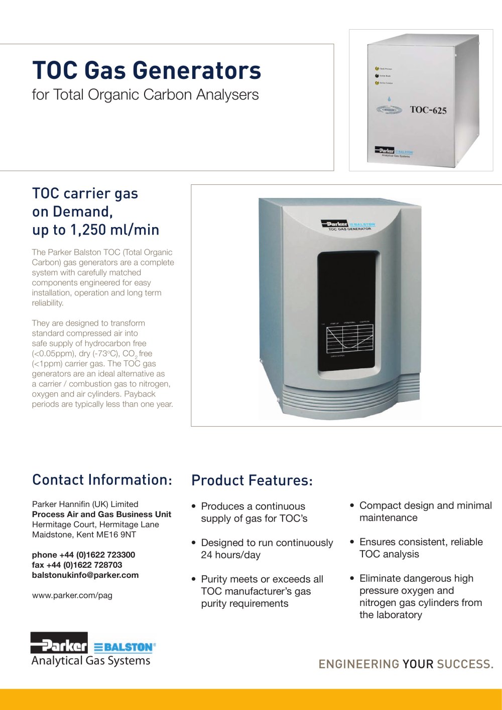 S3.2.025a - TOC 1250 "TOC Gas Generators for Total Organic Carbon Analysers" - Parker Process Air and Gas