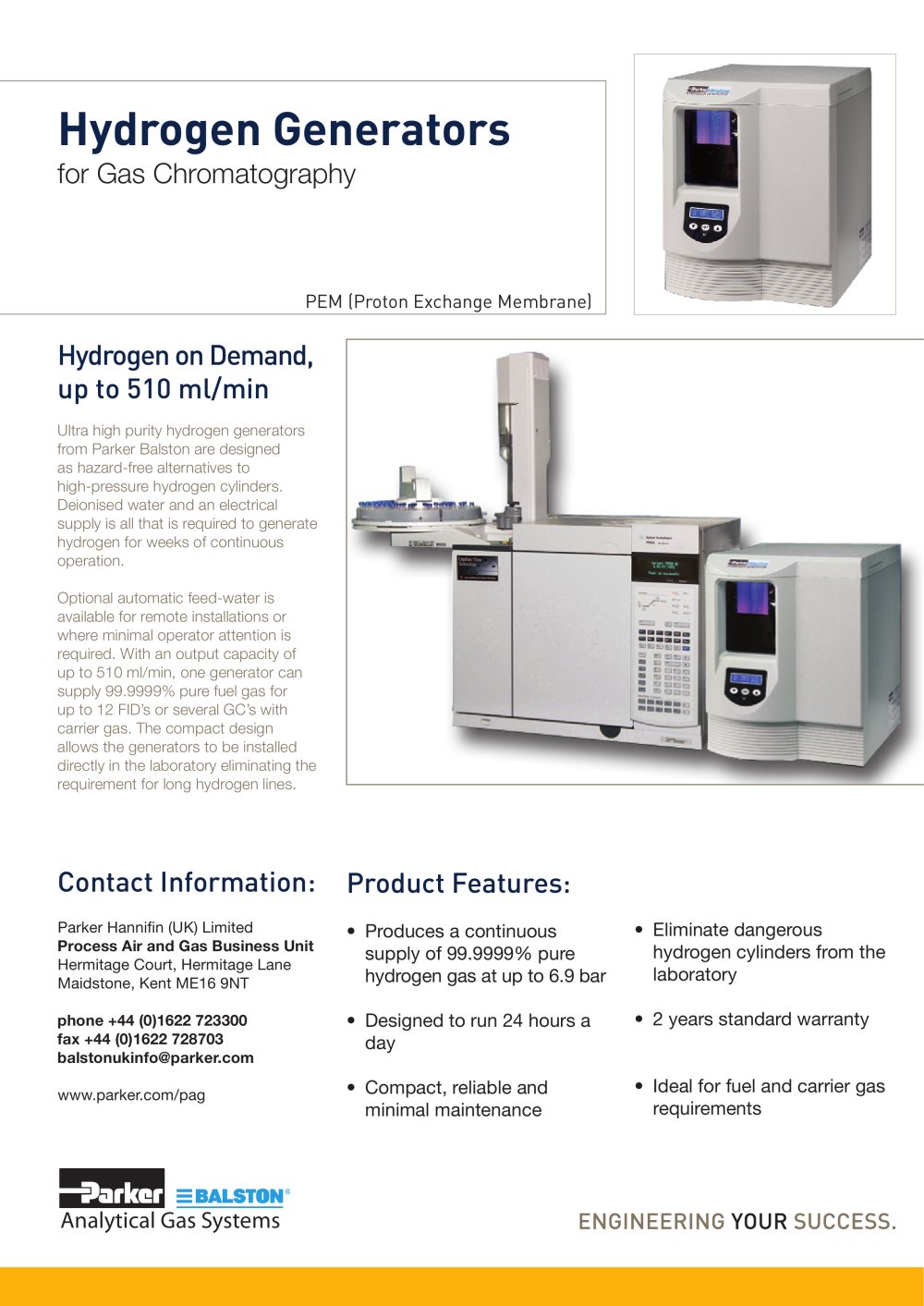 S3.2.195a - H2 PEM 100_510 "Hydrogen Generators for Gas Chromatography" - Parker Process Air and Gas
