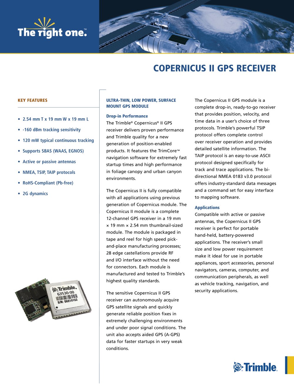 COPERNICUS II GPS RECEIVER - Trimble Navigation - Laser division