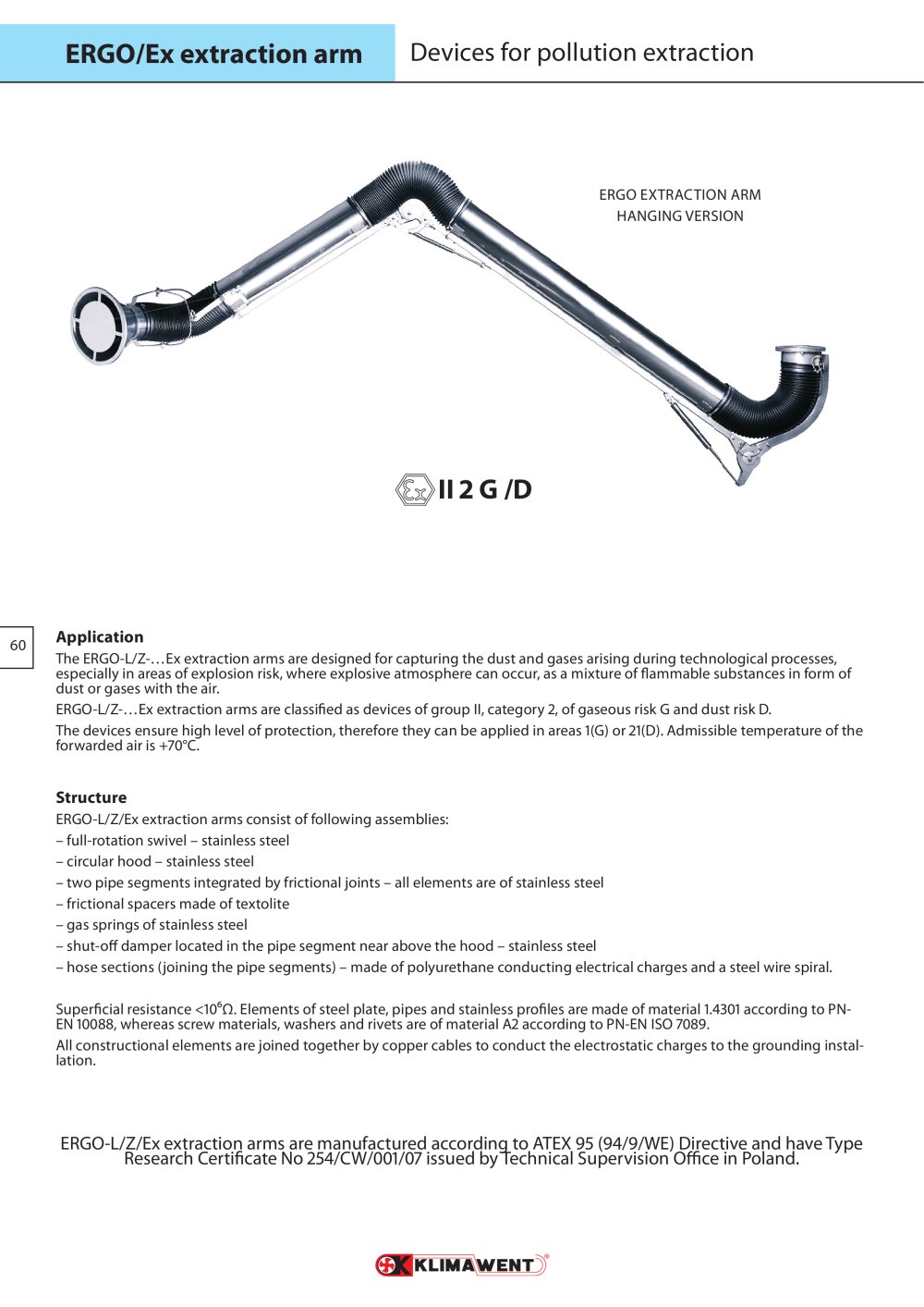 Extraction arms � ERGO/Ex - KLIMAWENT