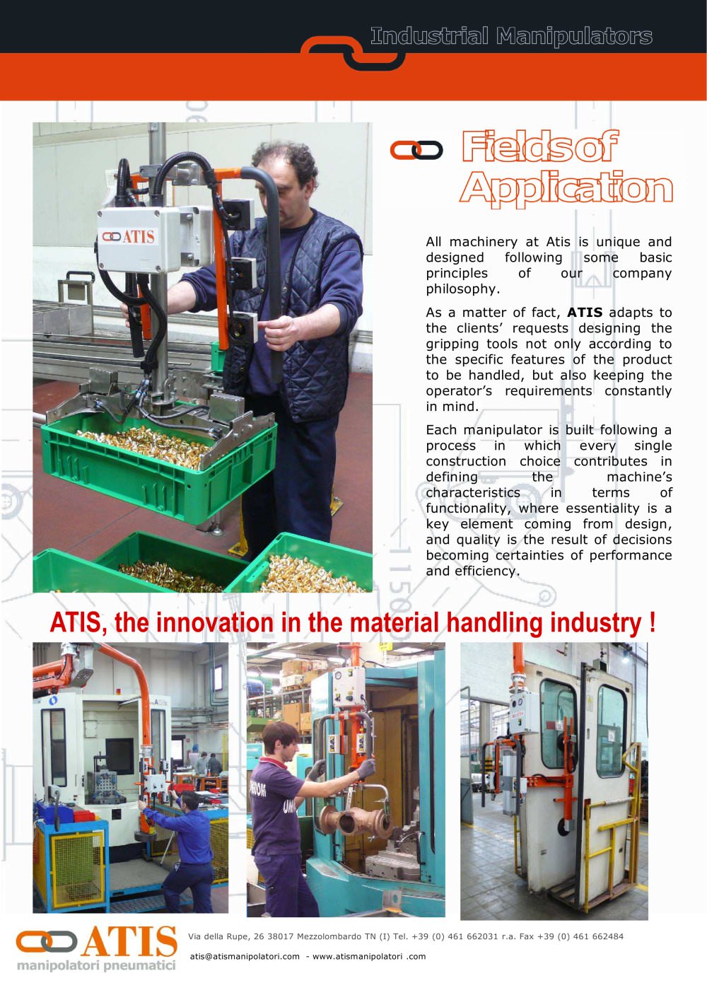 Pneumatic handling manipulators: suction cups tooling for glass handling - ATIS s.r.l.