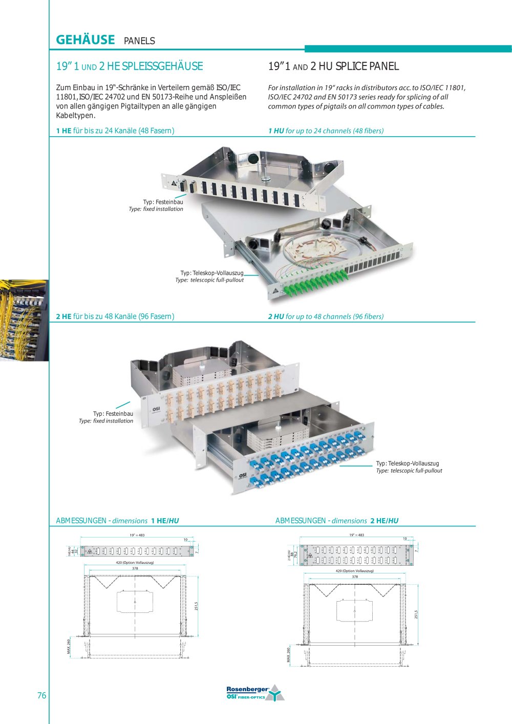 19'1 AND 2 HU SPLICE PANEL - OSI Fiber-Optics