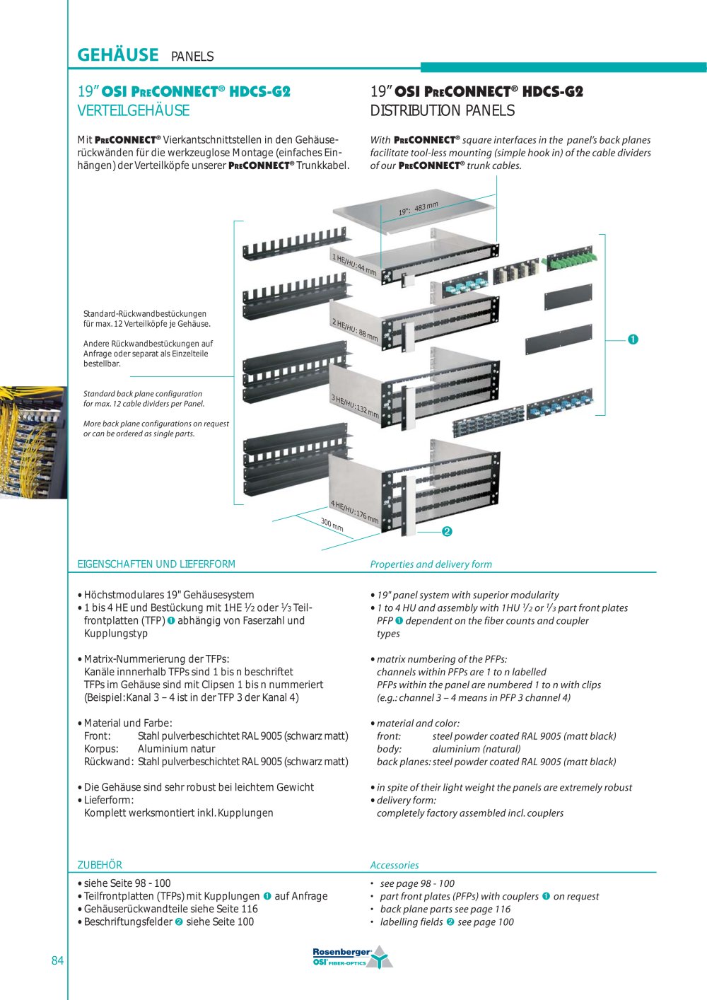 19"OSI PreCONNECT&reg;	HDCS-G2 DISTRIBUTION PANELS - OSI Fiber-Optics