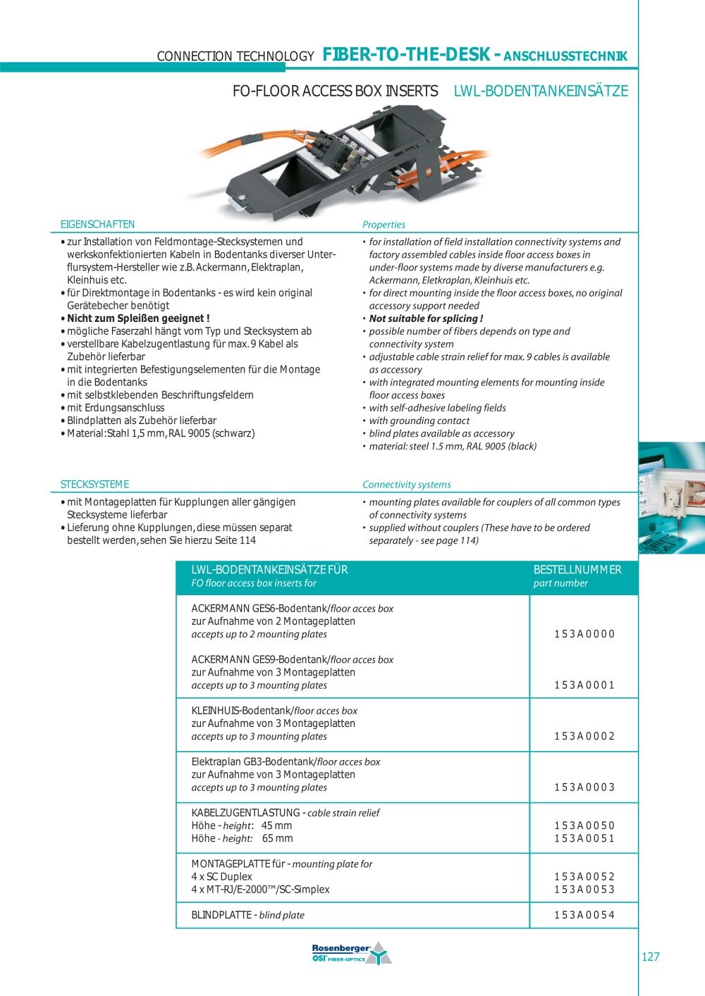 FO-FLOOR ACCESS BOX INSERTS - OSI Fiber-Optics