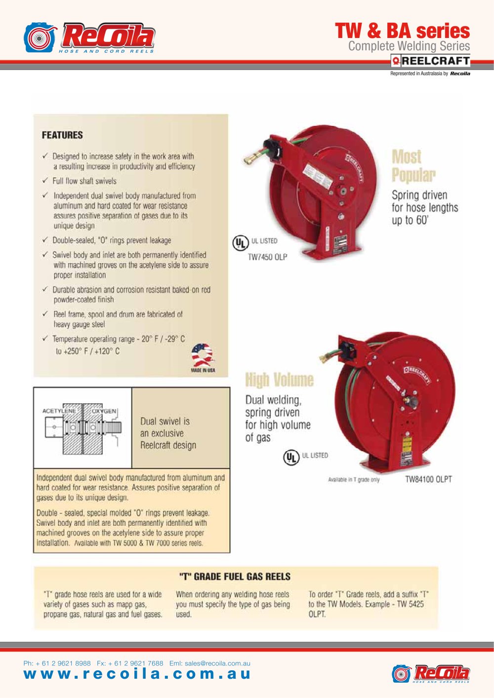 WELDING GASES hose reels - Recoila