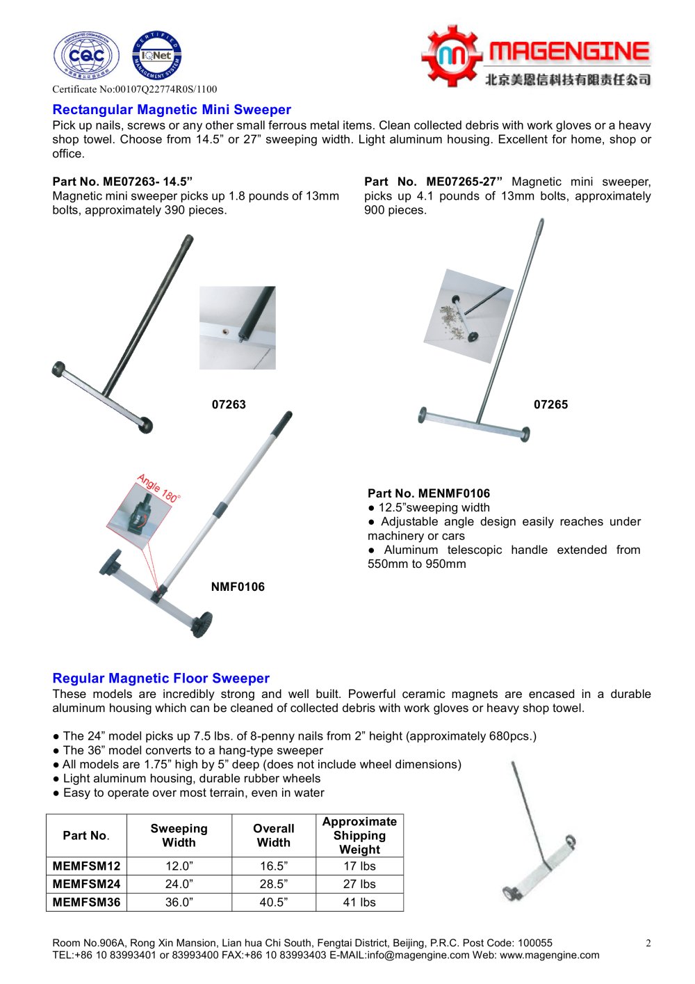 Rectangular magnetic mini sweeper - Magengine