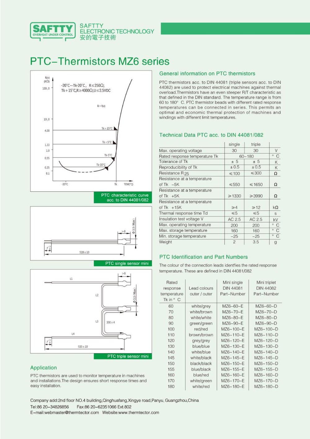 PTC thermistor MZ6 - Saftty Electronic Technology