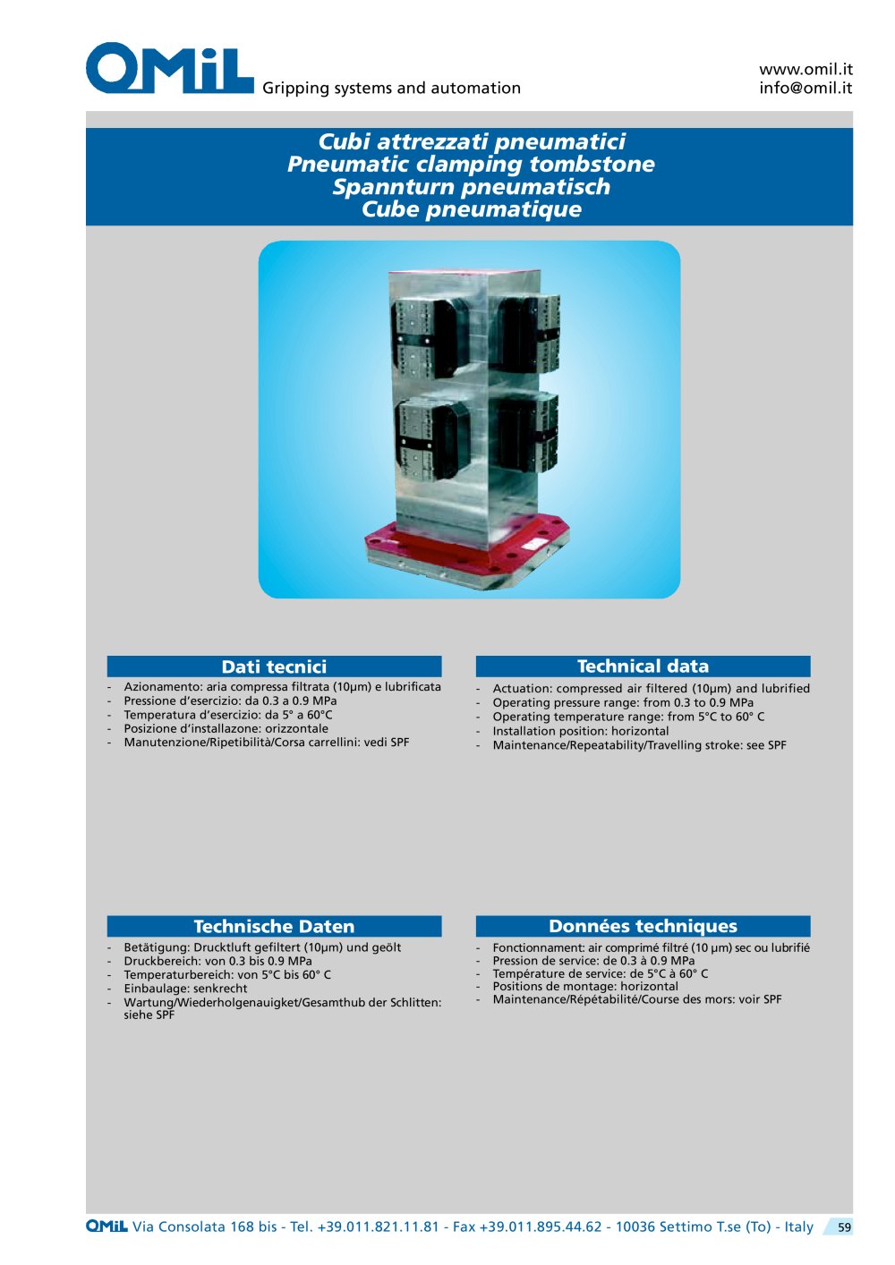 Pneumatic clamping tombstone - OMIL