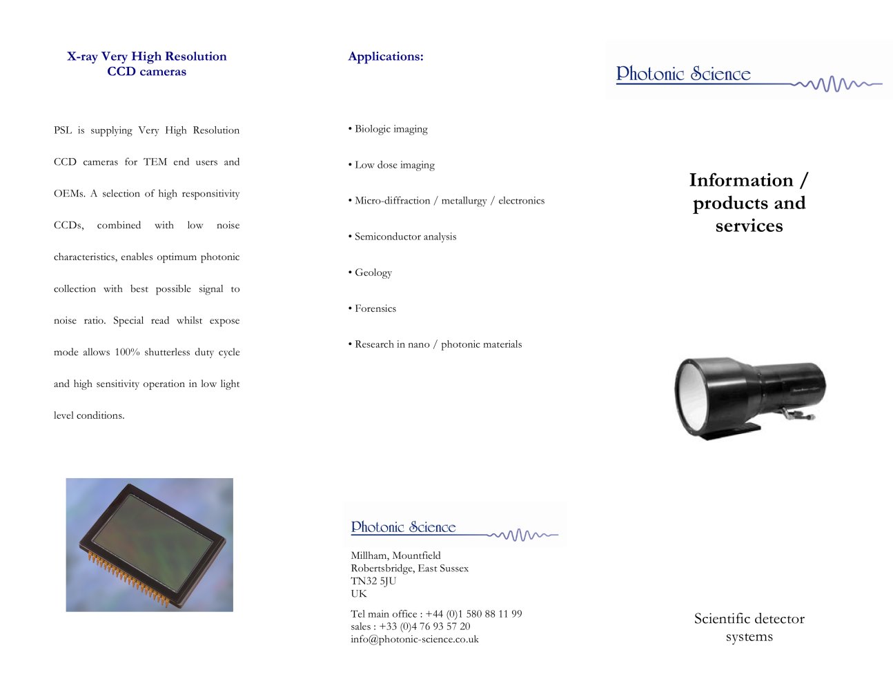 Very High Resolution X-ray camera - Photonic Science Limited