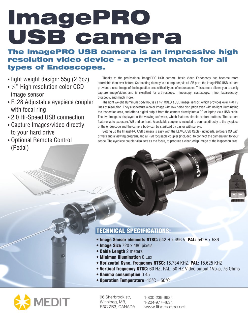 ImagePRO USB Video Camera for borescope - Medit Inc