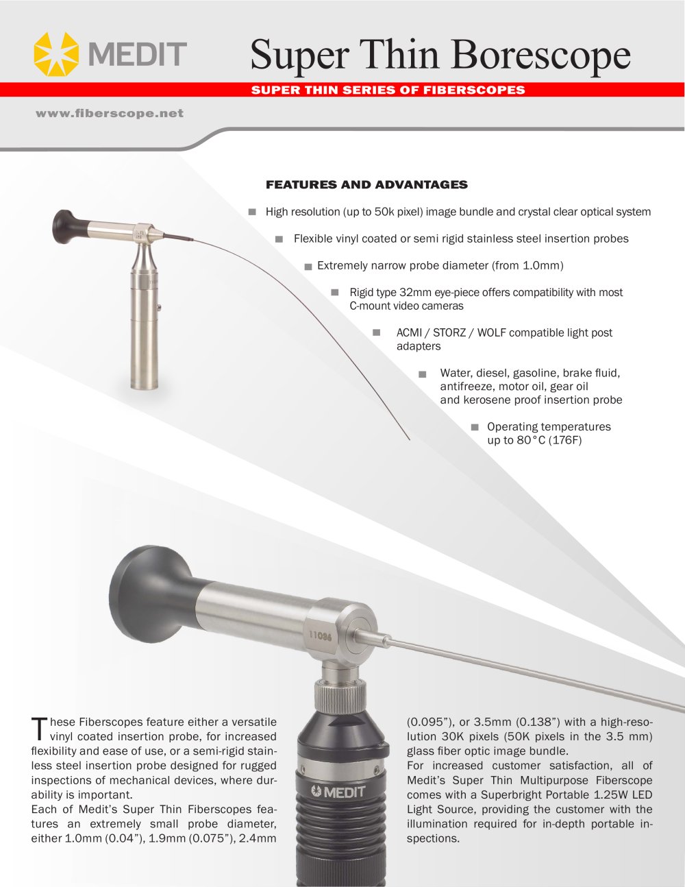 Super Thin Flexible Borescopes (from 1mm) - Medit Inc