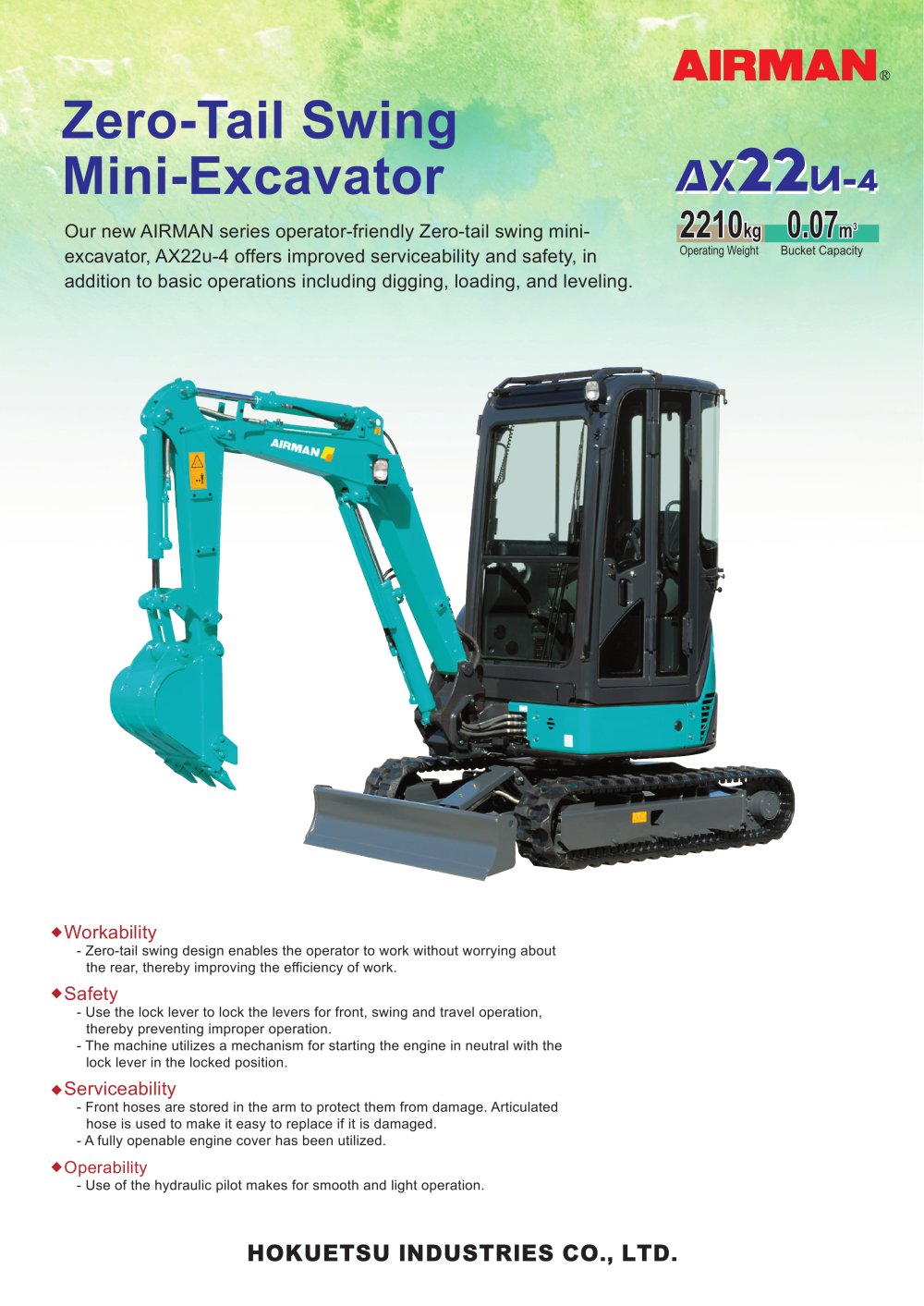 Mini Excavator AX22u - AIRMAN HOKUETSU Industries CO.,LTD.
