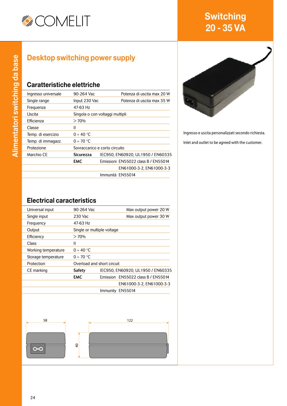 Desktop Switching power supply - Comelit s.p.a