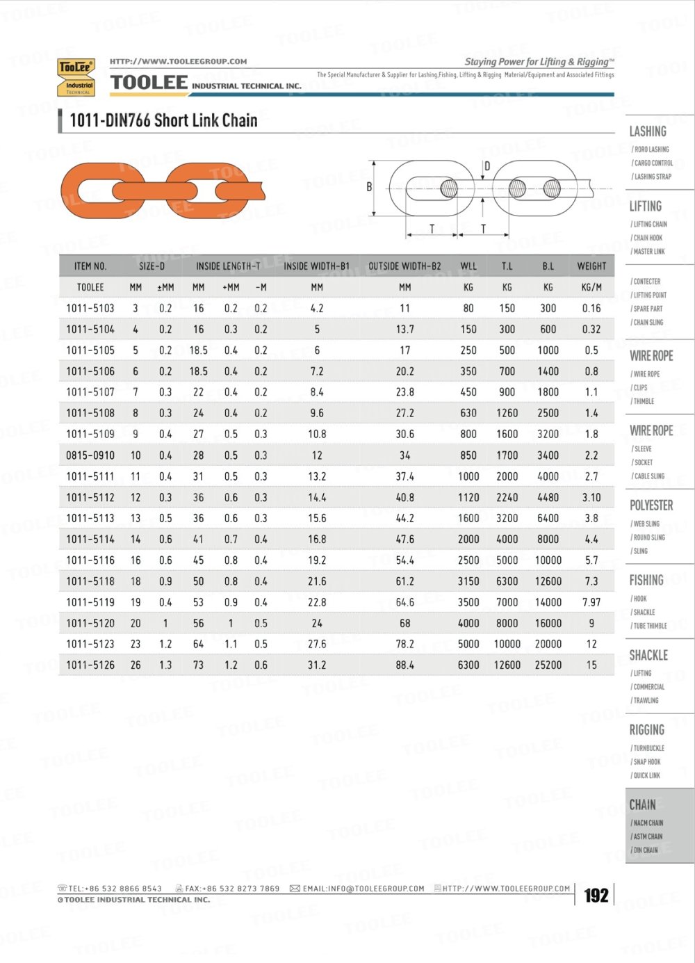 1011 GALV.DIN766 SHORT LINK CHAIN - TOOLEE GROUP INDUSTRIAL