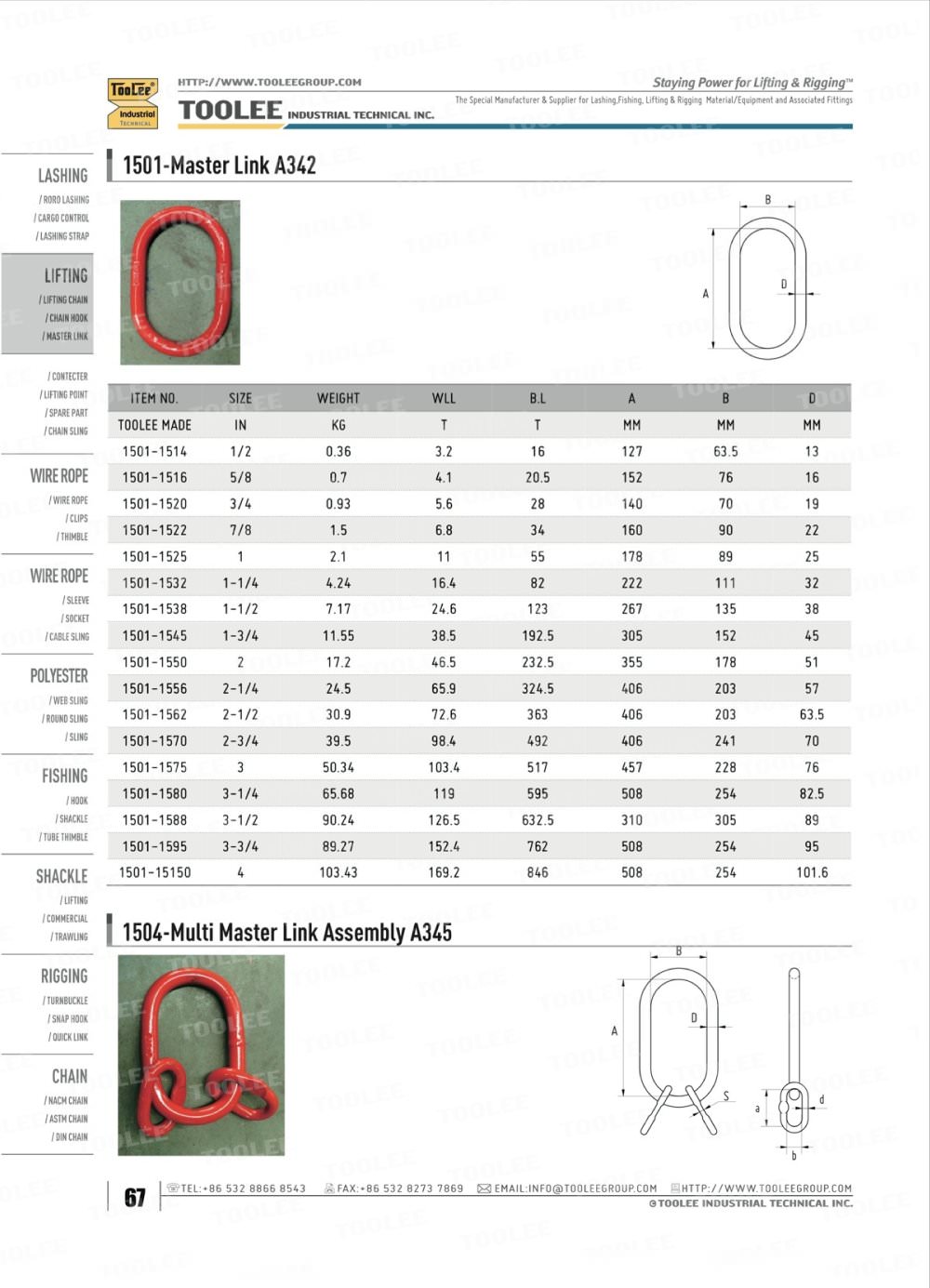 1501 top oblong master link A342 A345 for chain sling - TOOLEE GROUP INDUSTRIAL