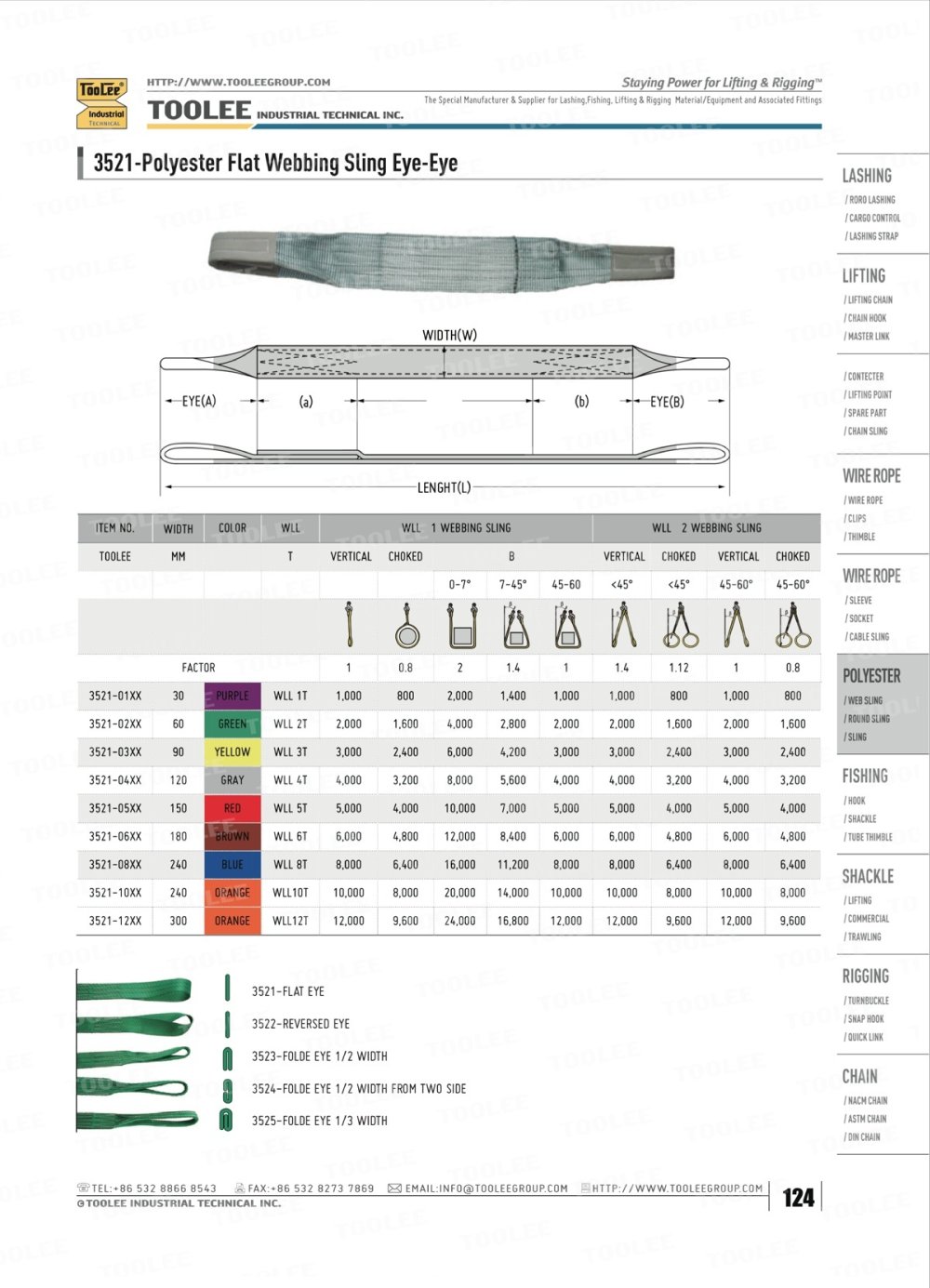3521 polyester Flat Webbing Sling Eye Eye - TOOLEE GROUP INDUSTRIAL