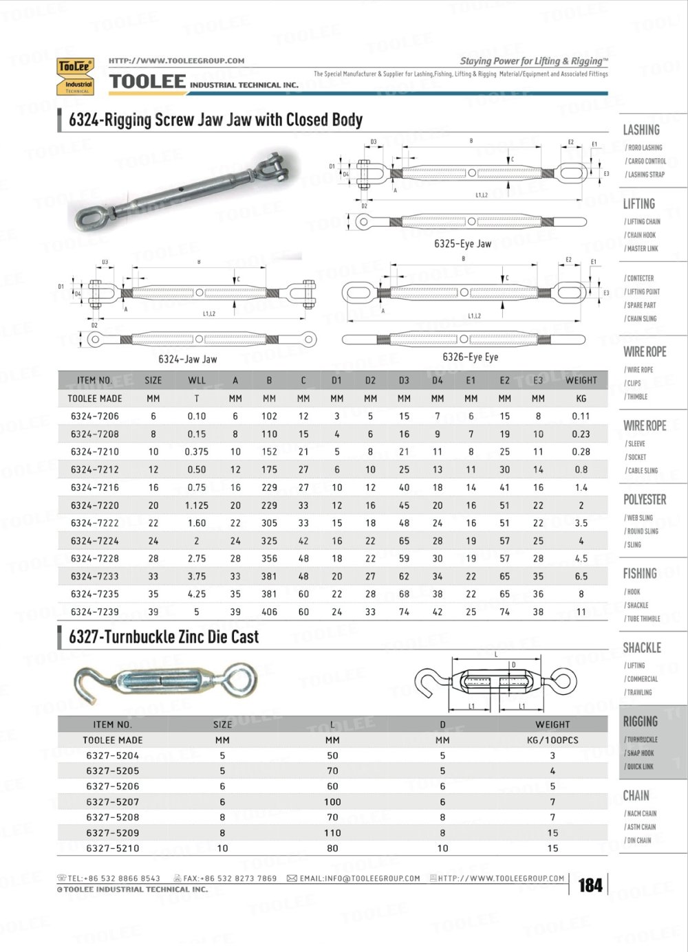 6324 RIGGING SCREW JAW JAW WITH CLOSED BODY - TOOLEE GROUP INDUSTRIAL