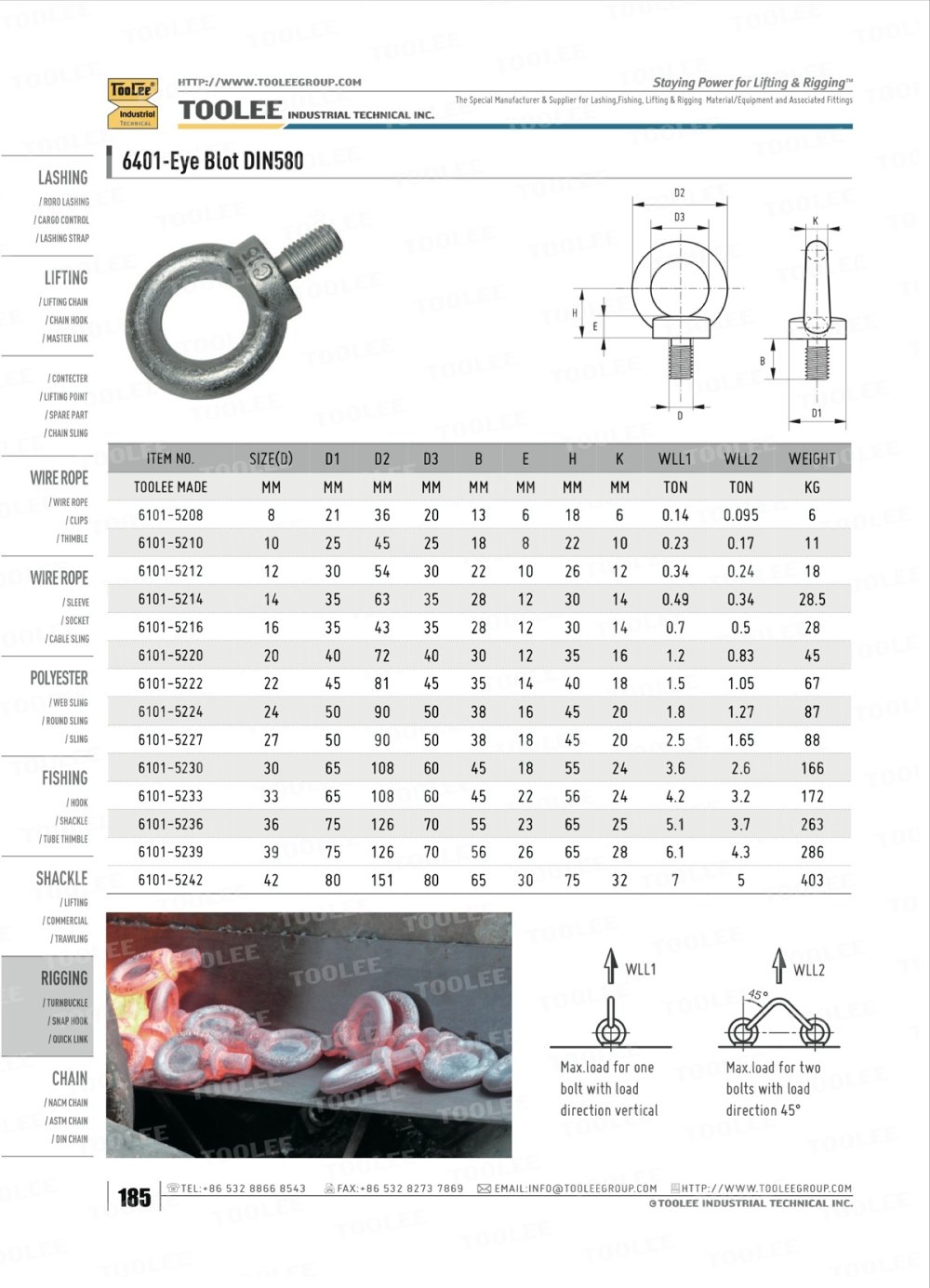 6401 LIFTING EYE BOLT DIN580 - TOOLEE GROUP INDUSTRIAL
