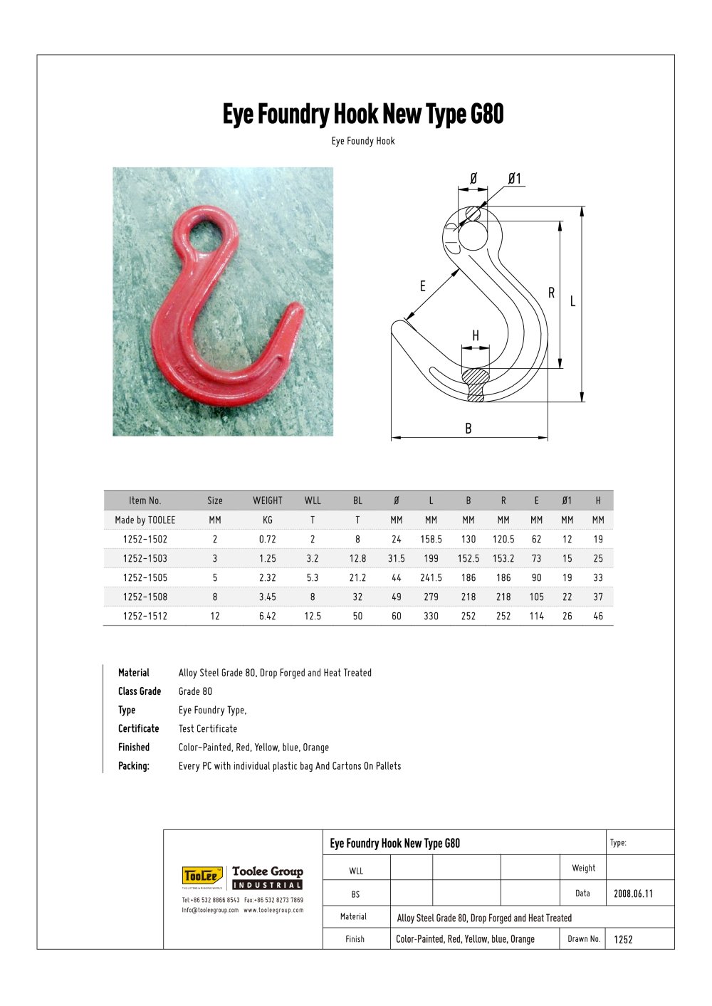 Eye Foundry Hook for Chain Sling - TOOLEE GROUP INDUSTRIAL