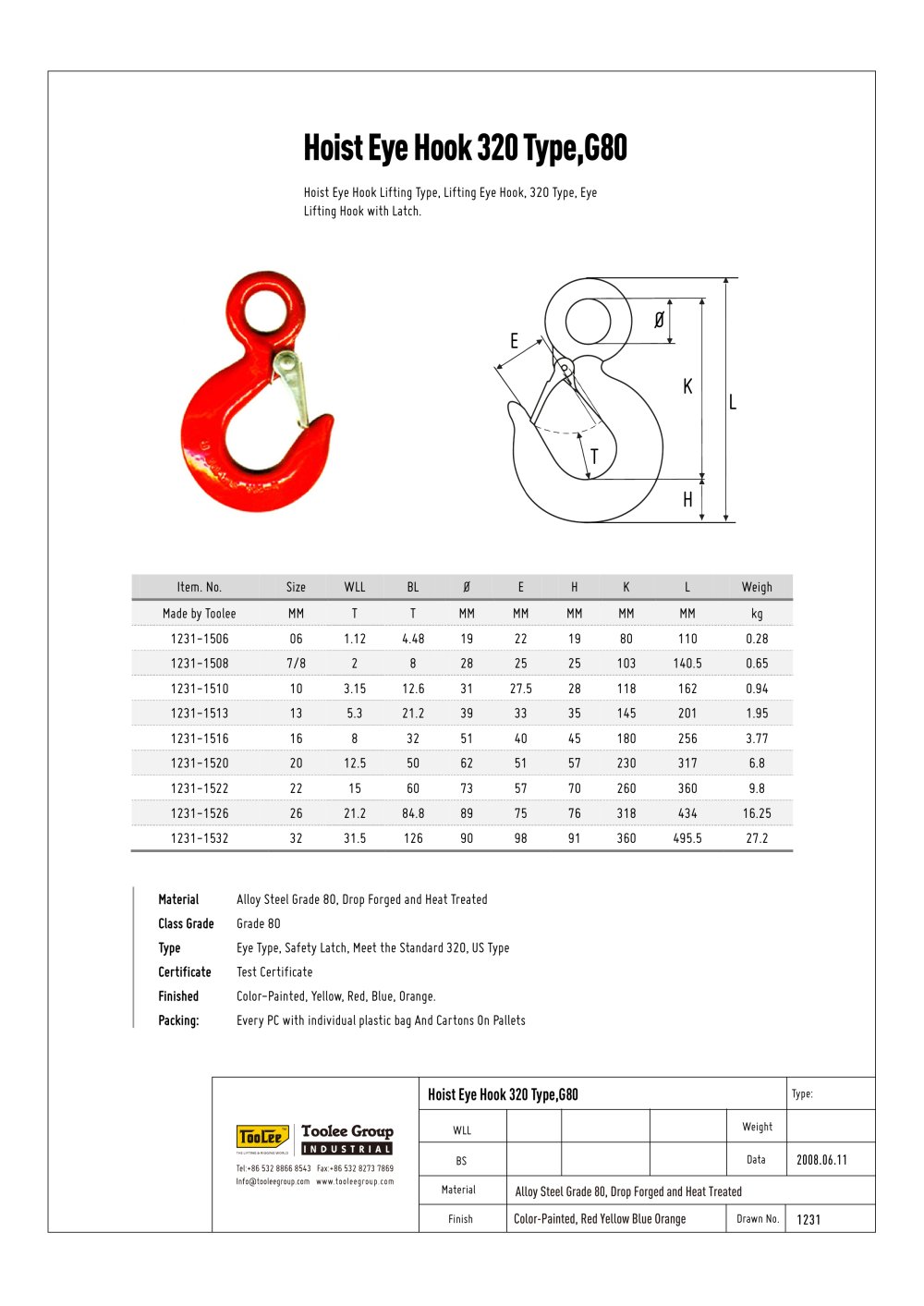 Eye Hoist Hook - TOOLEE GROUP INDUSTRIAL