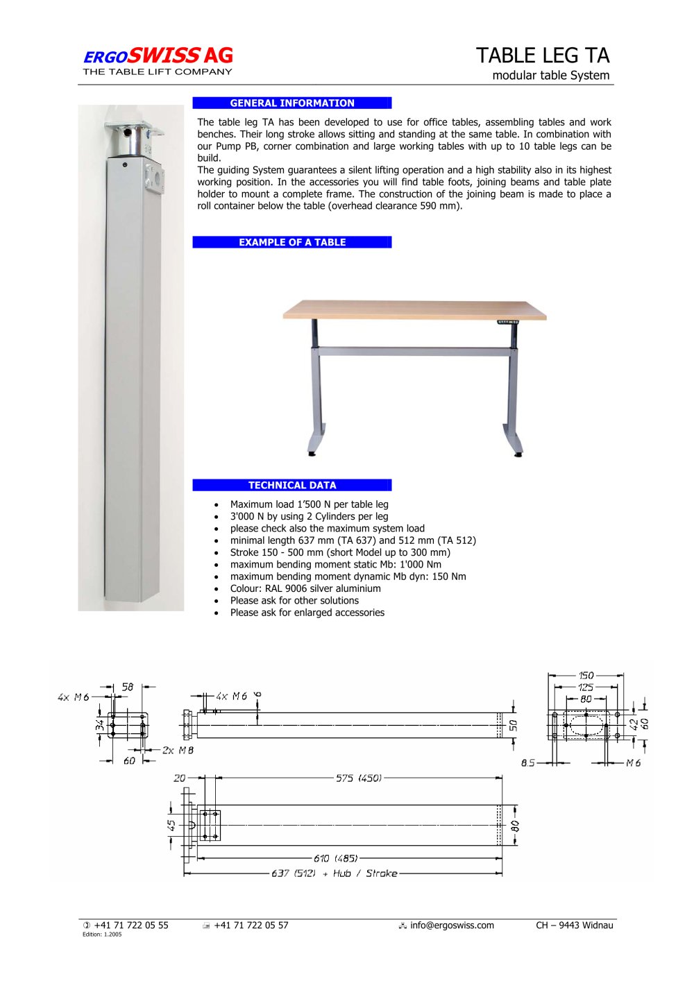 Complete adjustable table frames - ErgoSwissAG