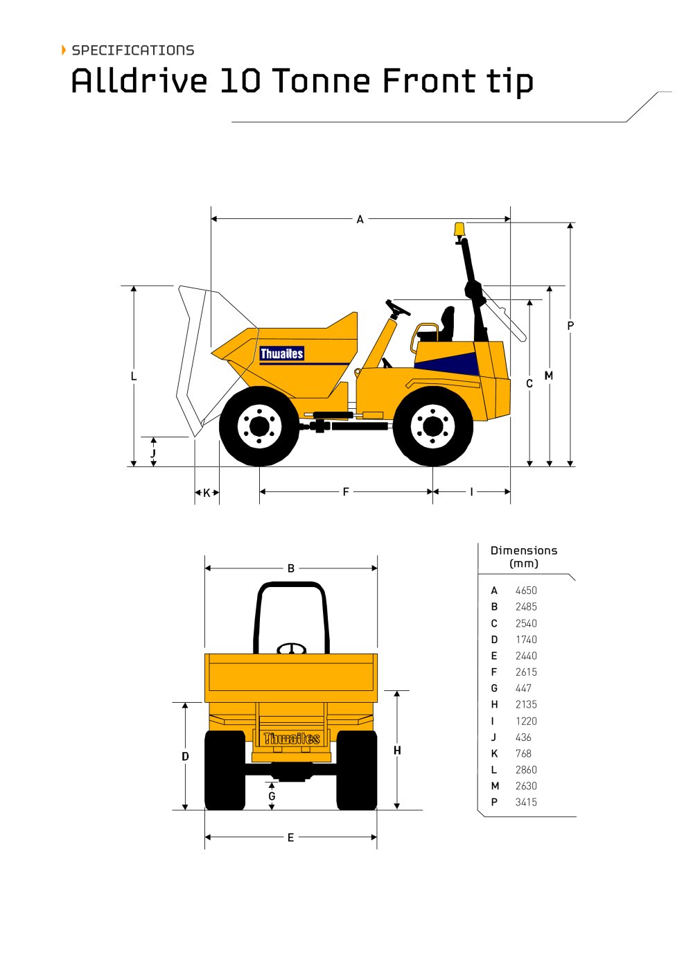 10 Tonnes Front tip - Thwaites Limited