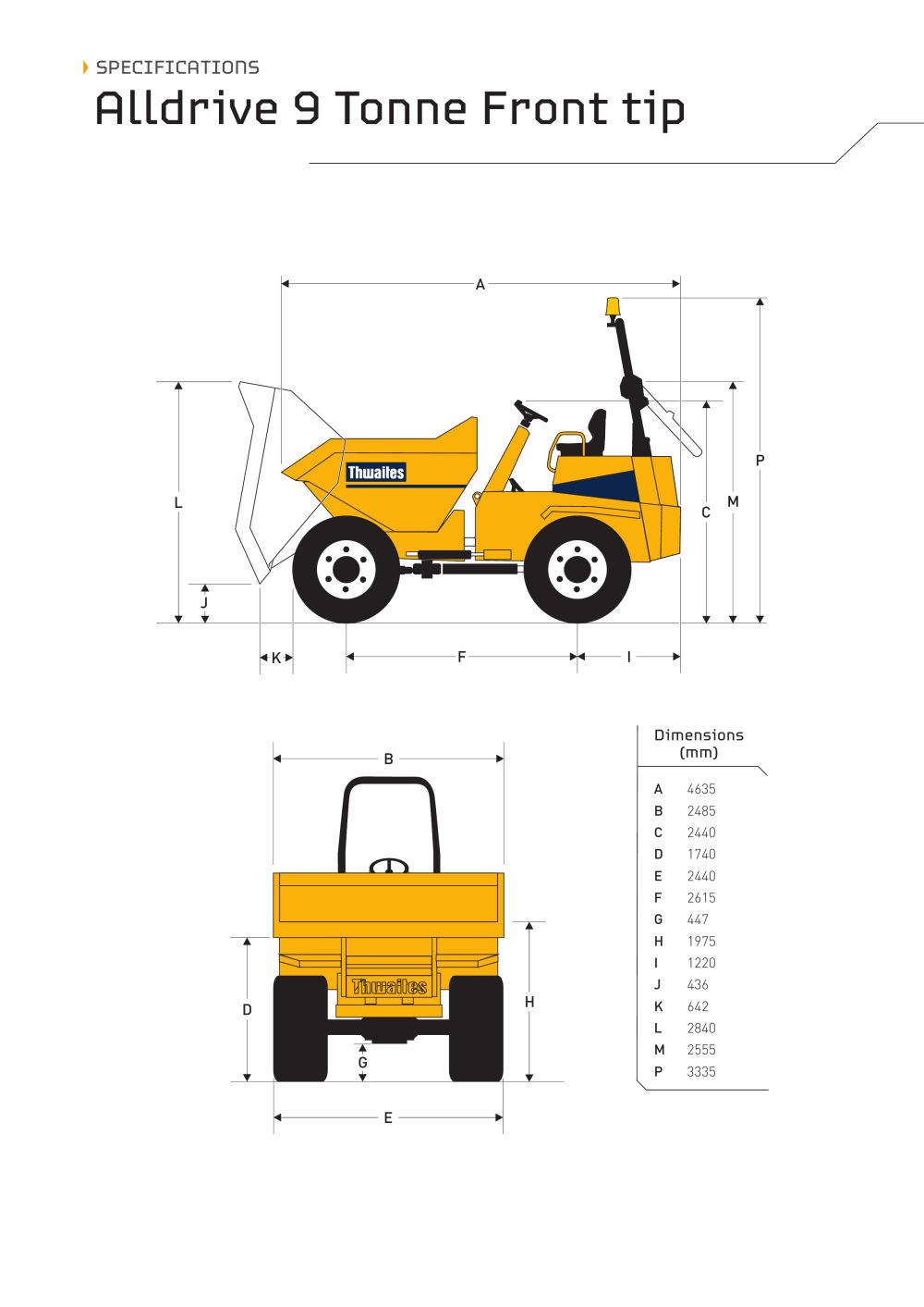 9 Tonne Front Tip - Thwaites Limited