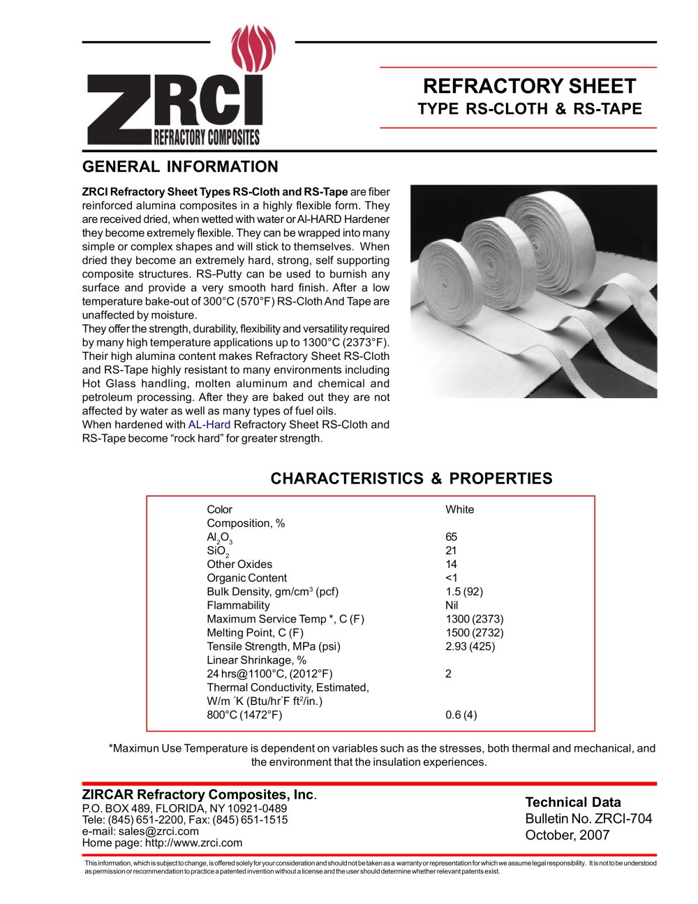 General product notes - Zircar Refractory Composites