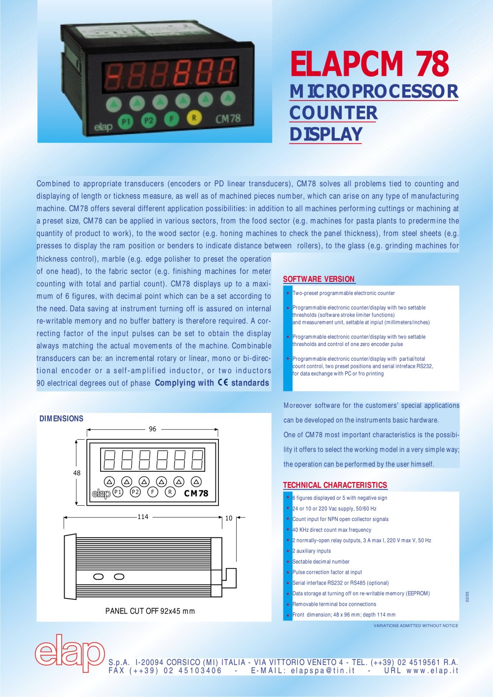 Programmable Counter CM78 - ELAP