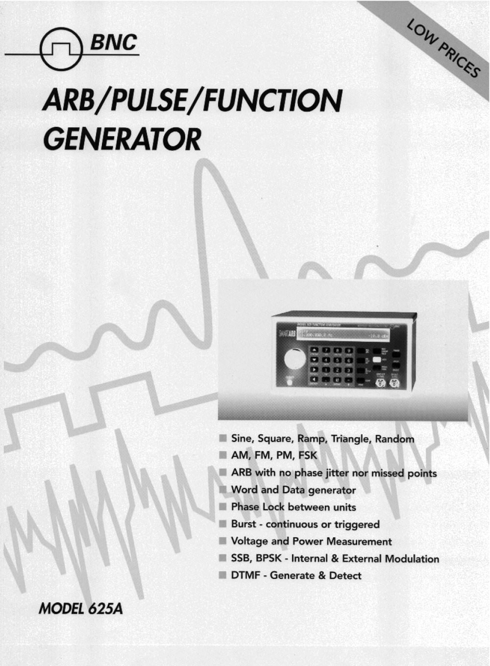 Arbitrary Waveform Function Generator Model 625A - BNC