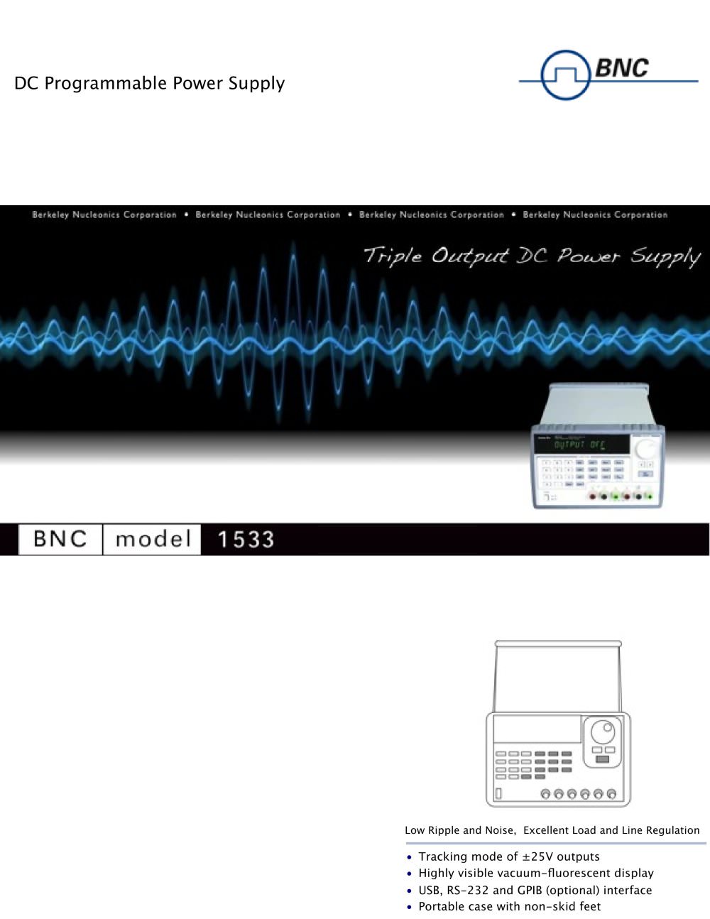 Model 1533 Triple Output DC Power Supply - BNC