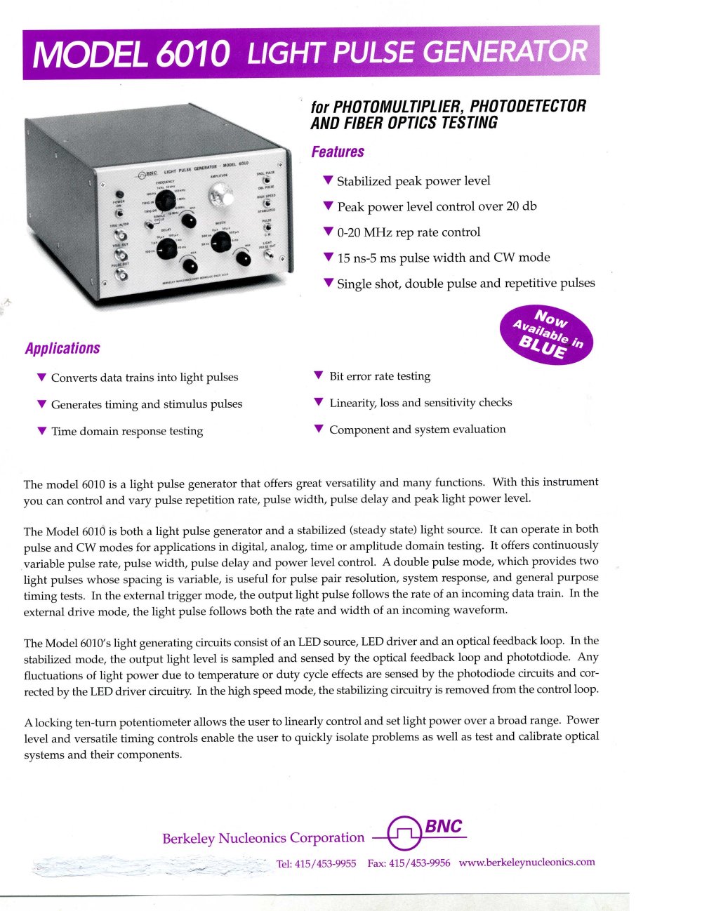 Model 6010 Light Pulse Generator - BNC