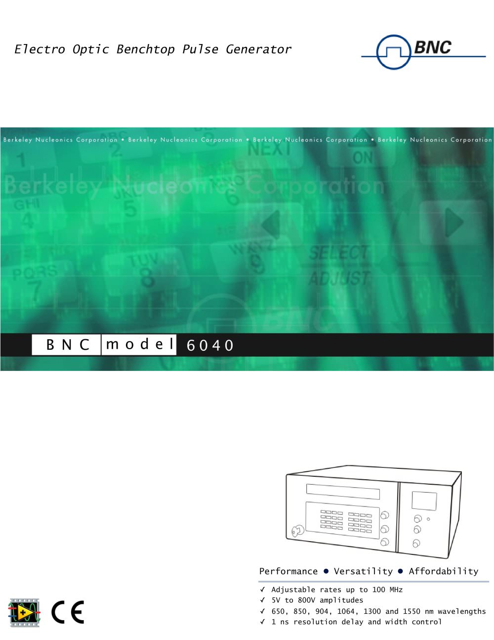 Model 6040 Electrical or Optical outputs - BNC