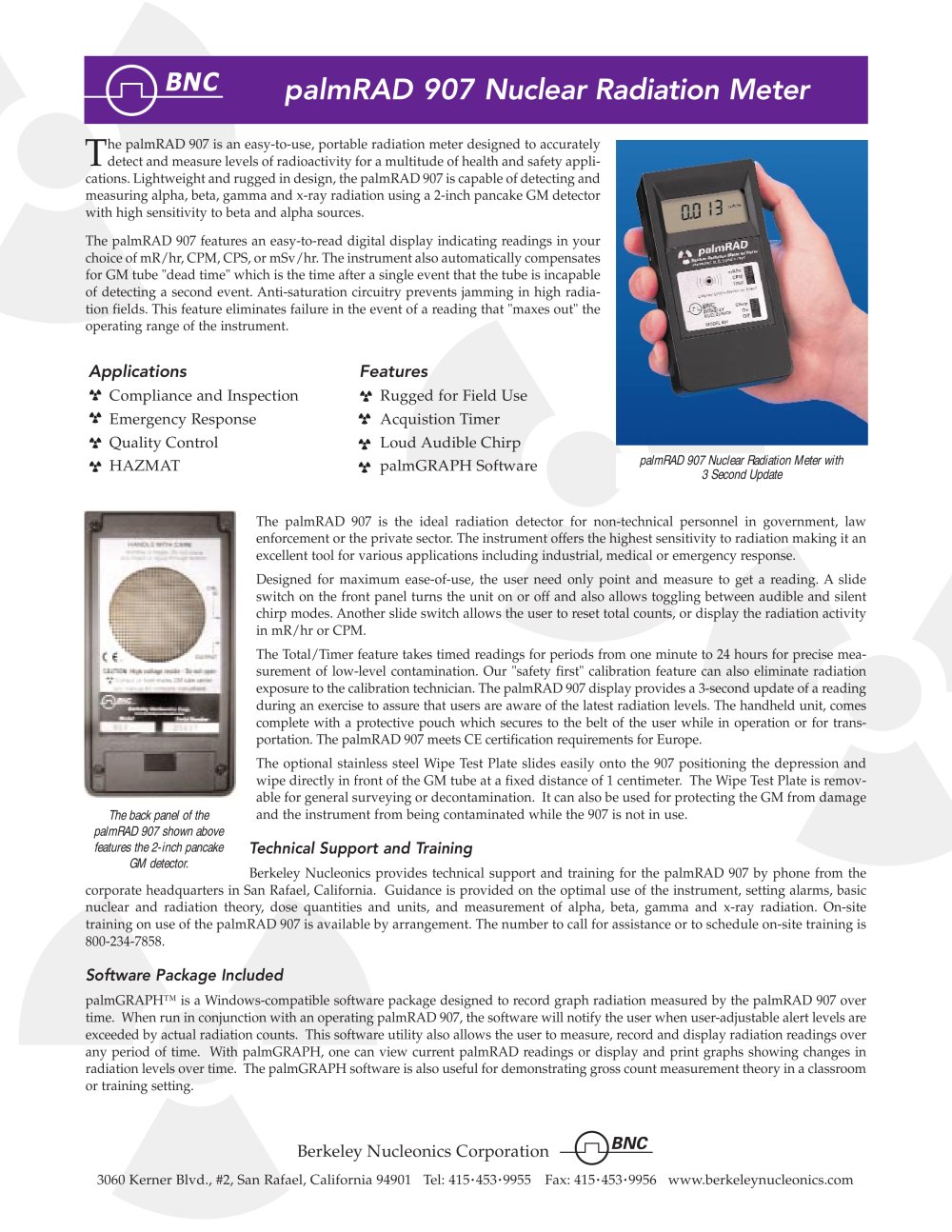 Model 907 palmRAD Nuclear Radiation Meter - BNC