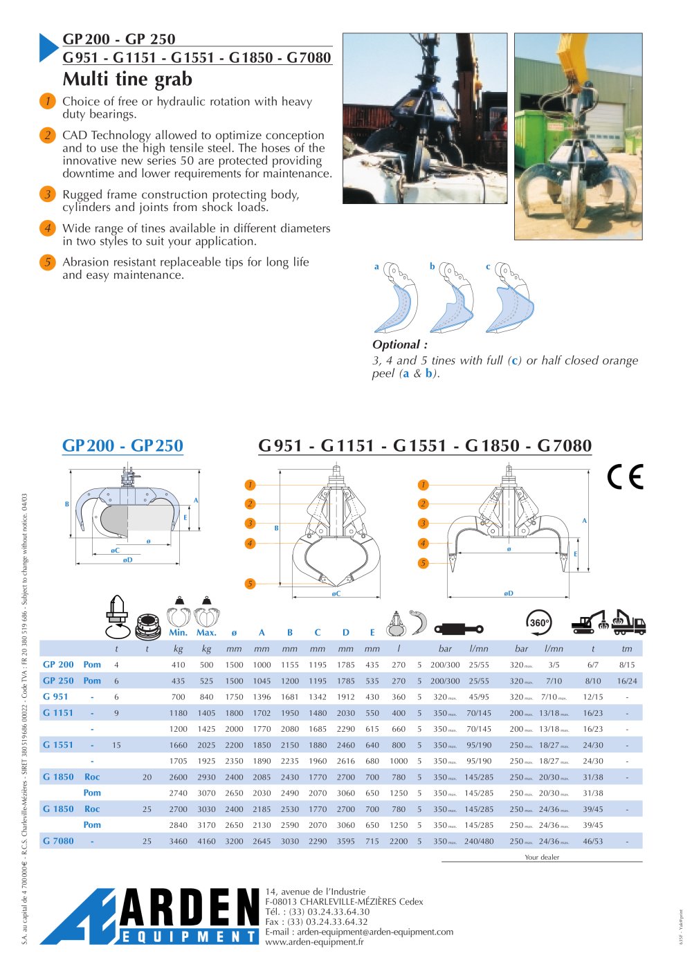 Multi tine grab - ARDEN Equipment