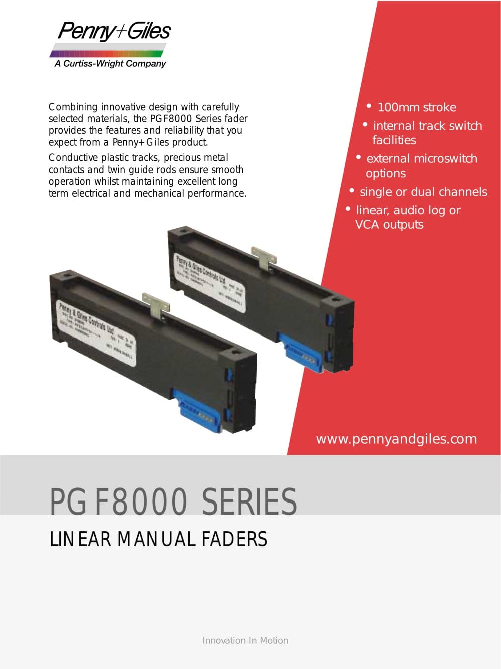 PGF8000 Series Linear Manual Faders - PENNY   GILES CONTROLS
