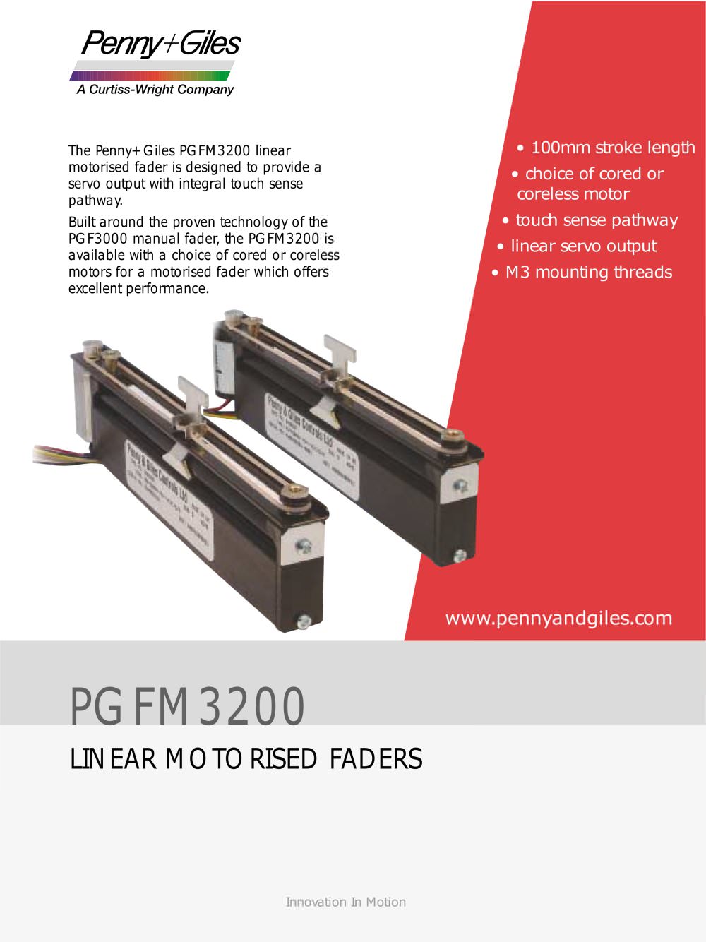 PGFM3200 Linear Motorised Faders - PENNY   GILES CONTROLS