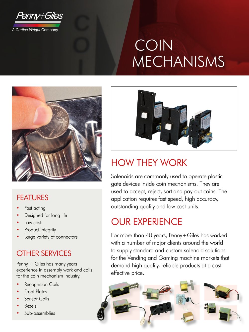 Solenoids for Coin Mechanisms - PENNY   GILES CONTROLS