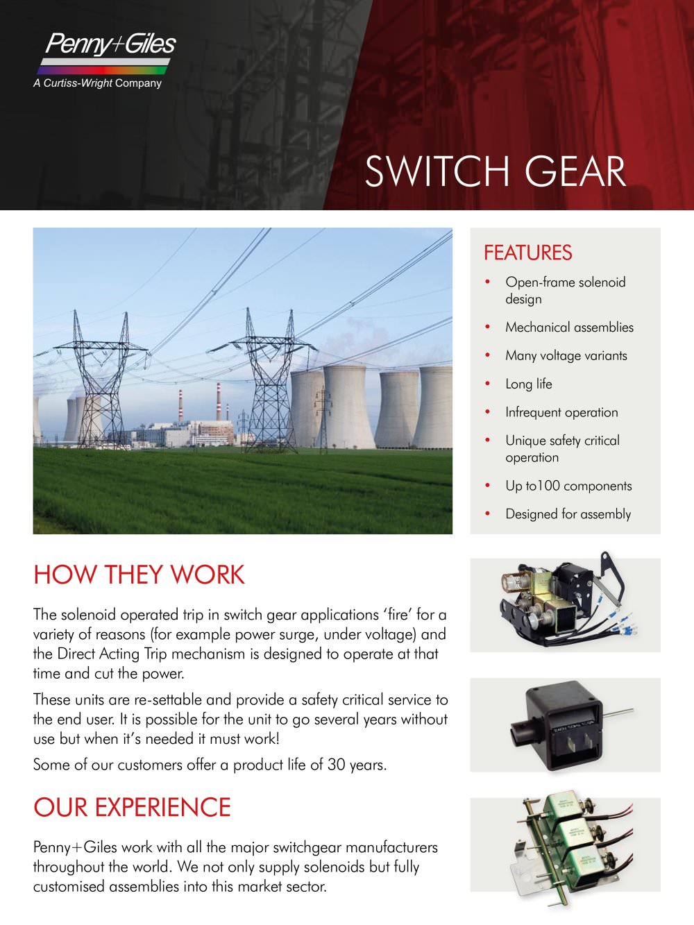 Solenoids for the Switch Gear industry - PENNY   GILES CONTROLS