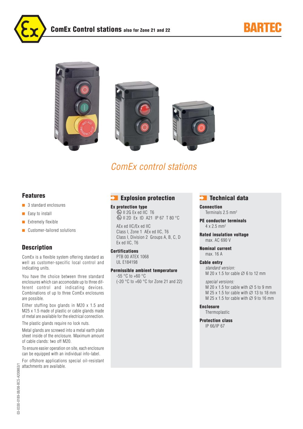 ComEx Control stations also for Zone 21 and 22 - BARTEC