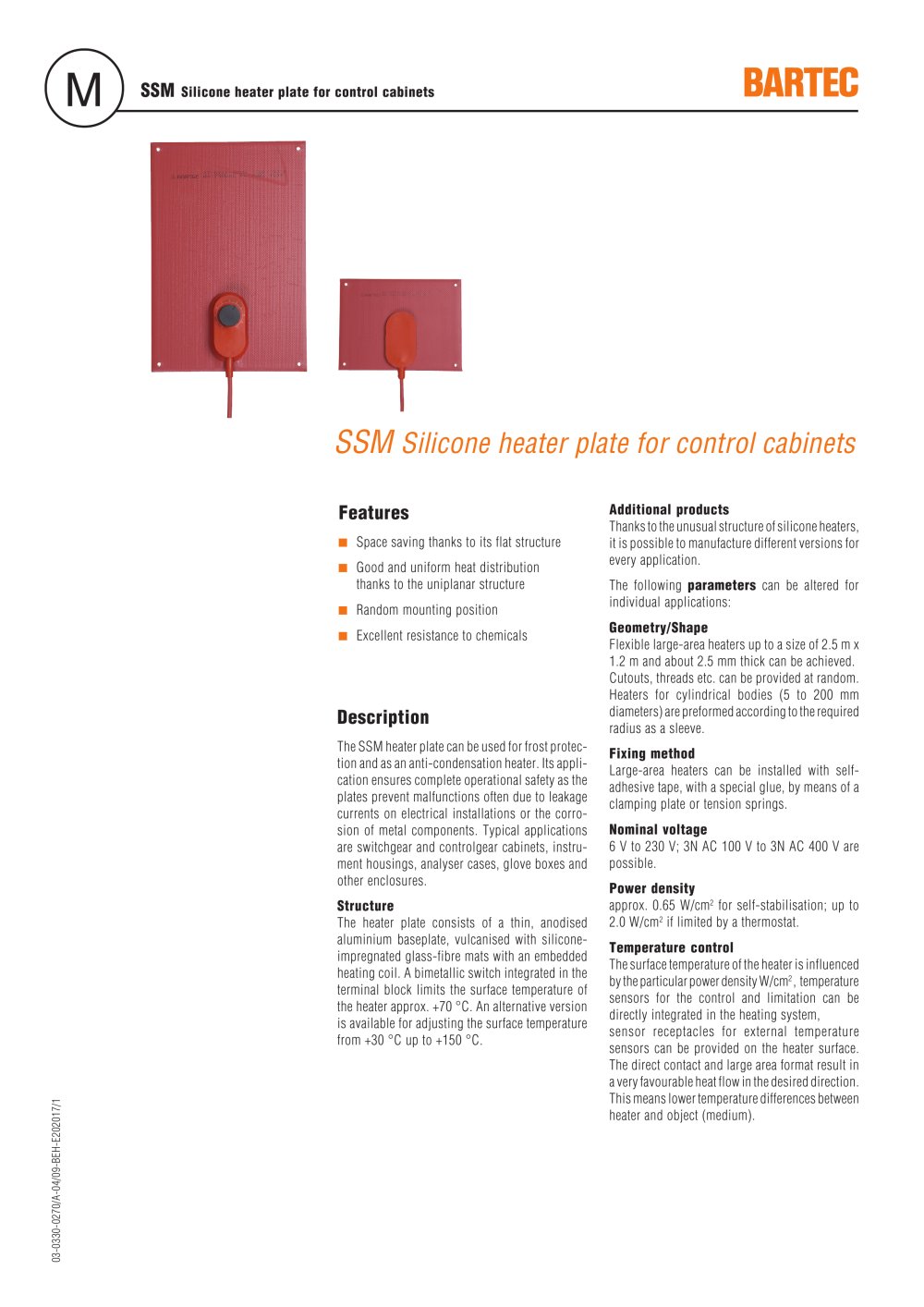 SSM Silicone Heater Plate for Control Cabinets - BARTEC